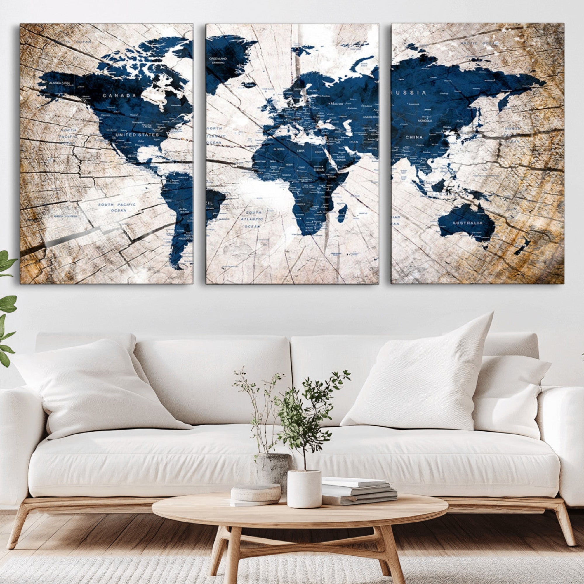 78956-MGV-CV-36X24-Push Pin World Map Canvas Print – Travel Tracker Wall Art for Couples, Perfect Anniversary Gift for Home or Office Decor