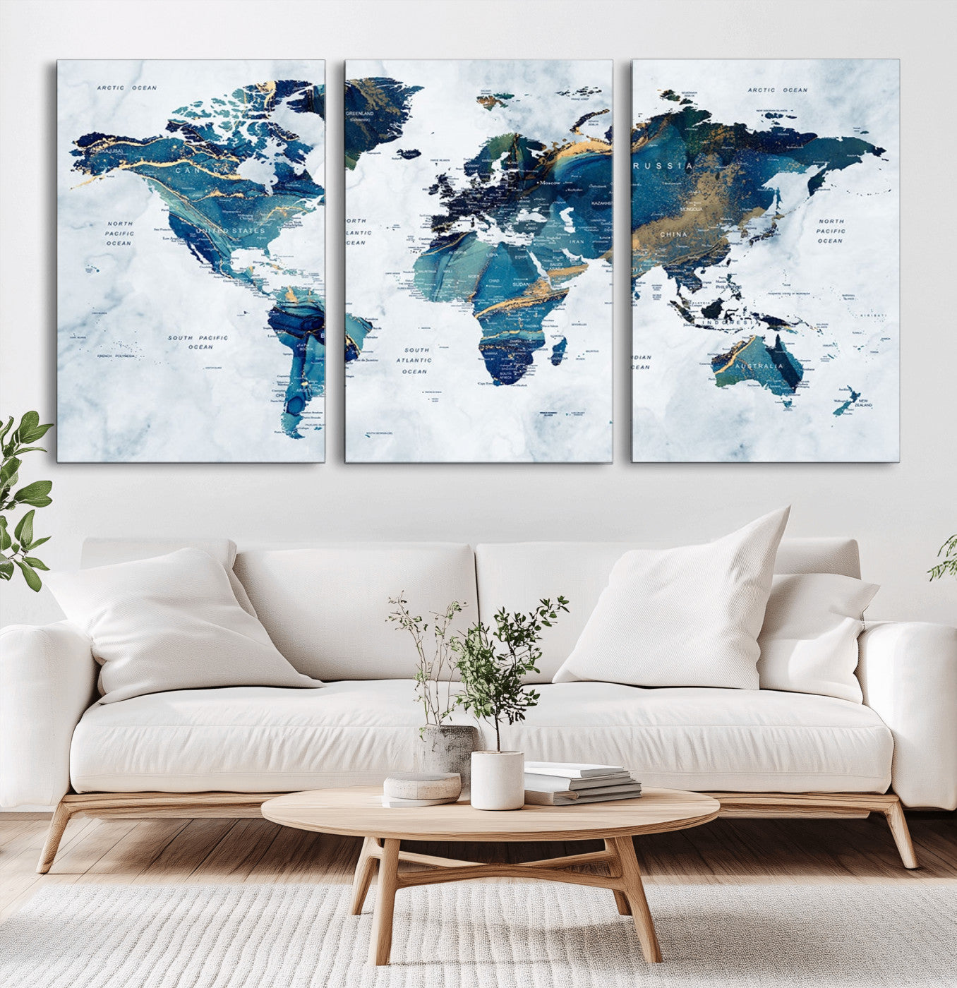 MGV-CV-60X30-3P - Push Pin World Map Canvas Print – Framed Wall Art for Couples to Track Their Travels – Anniversary