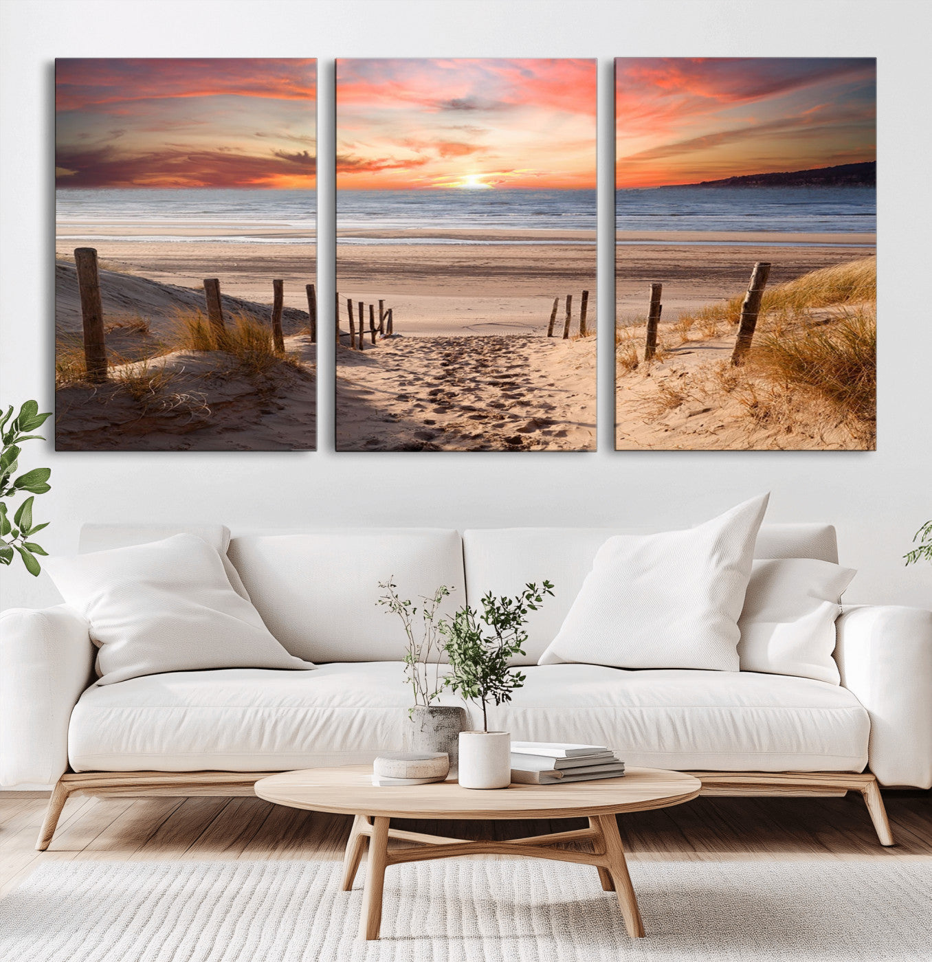 MGV-CV-60X30-3P - Sunset on the Sea Wall Art Canvas Print