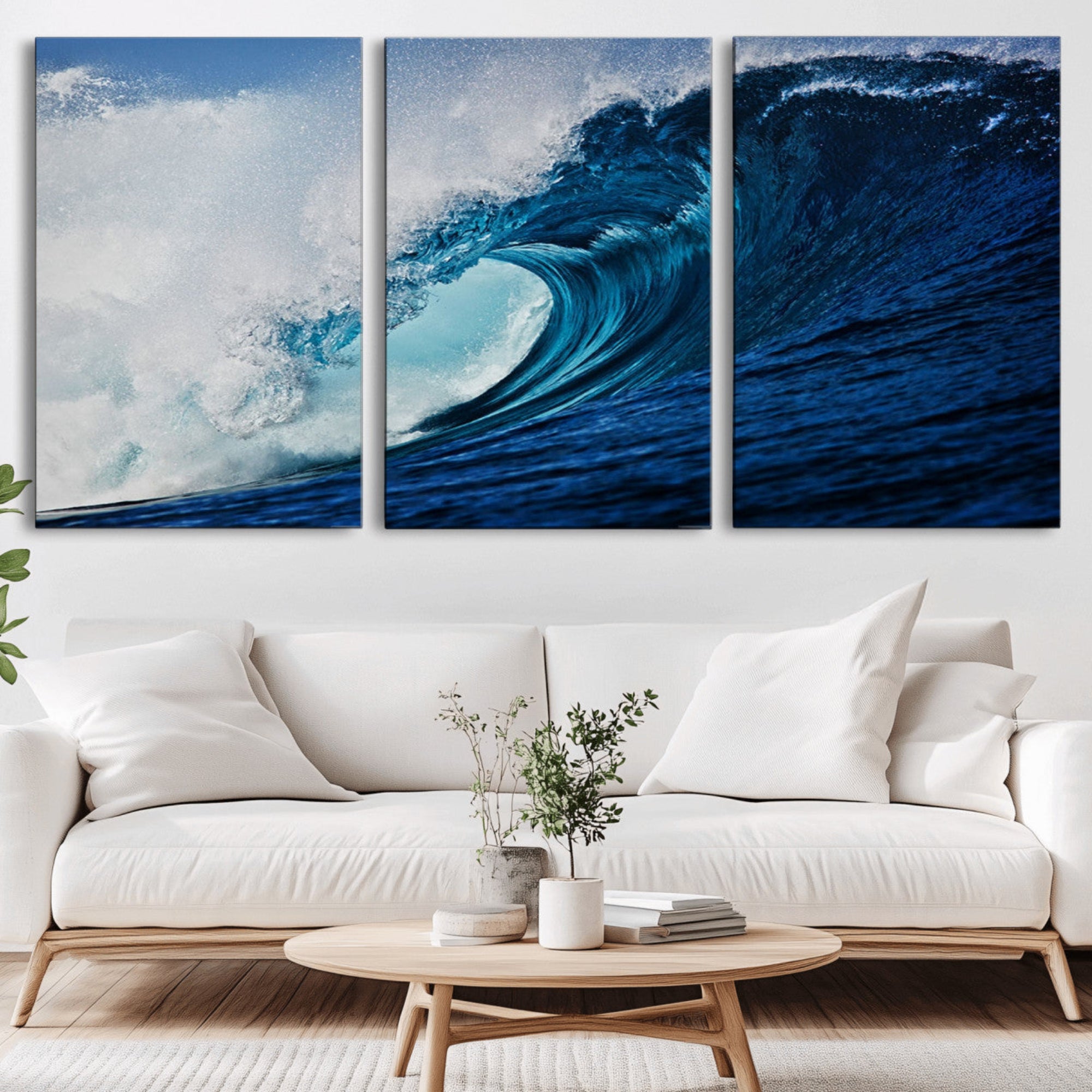 89502-MGV-CV-36X24-Ocean Wave at Sunset Canvas Art, Large Wall Print of Vibrant Water Waves, Coastal Art for Living