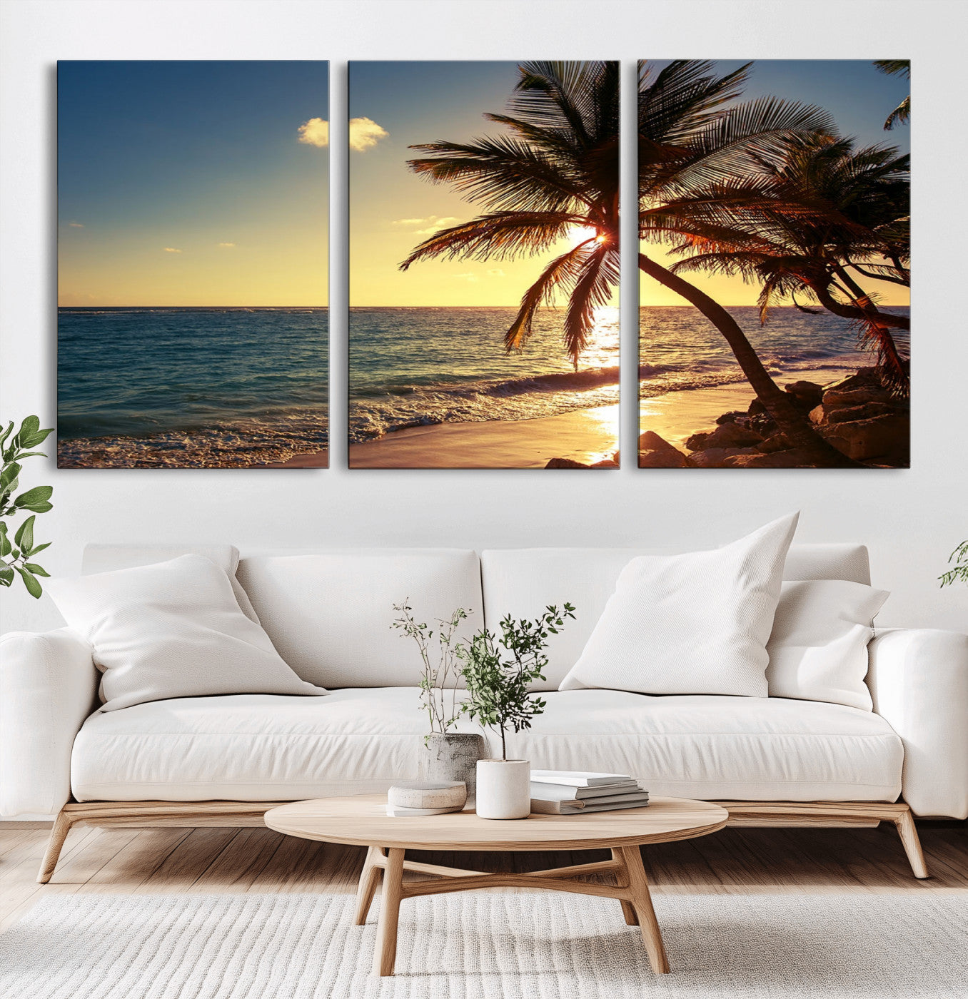 MGV-CV-60X30-3P - Sunset Palm Trees Wall Art Canvas Print