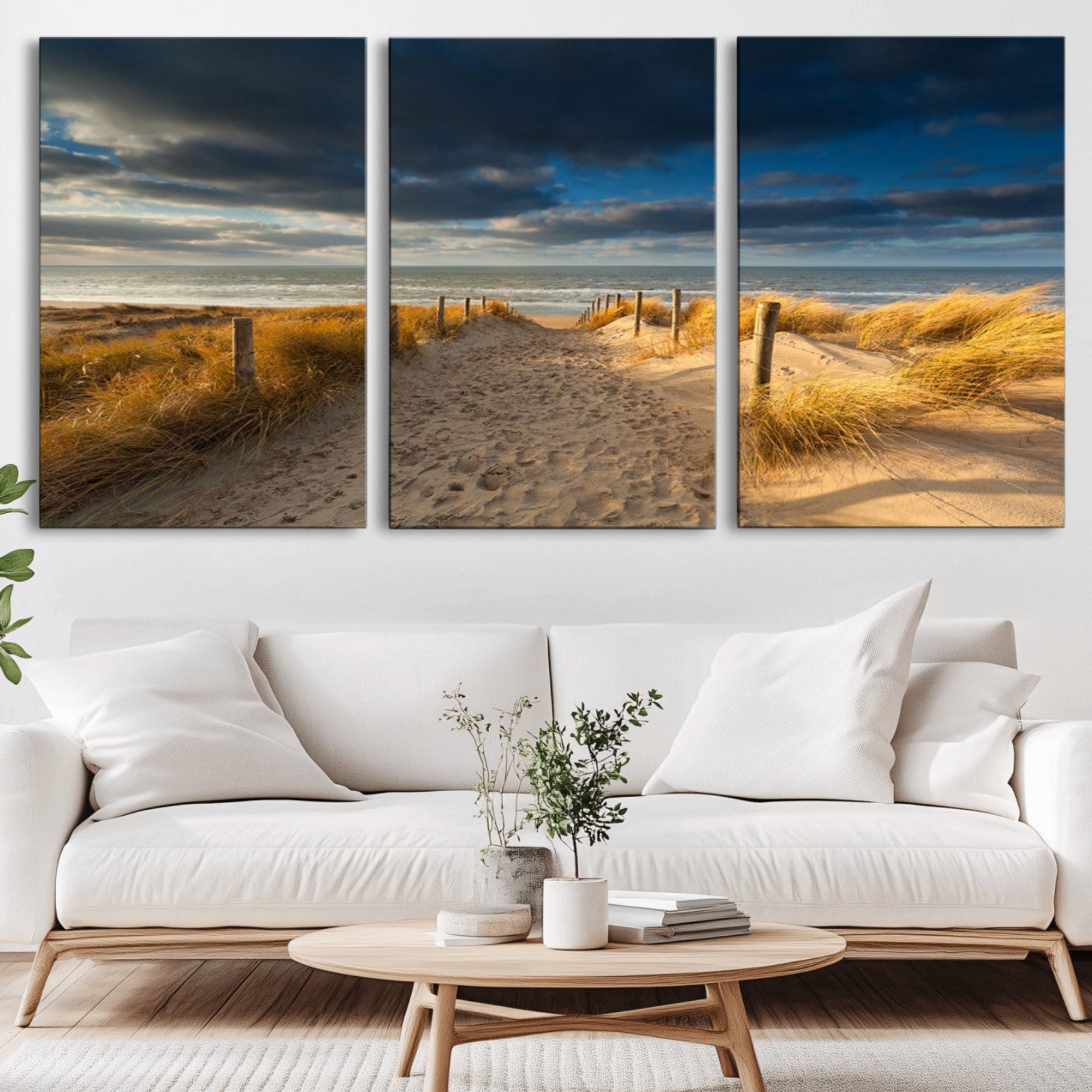 12360-MGV-CV-36X24-Ocean Beach Dark Clouds Wall Art Canvas Print