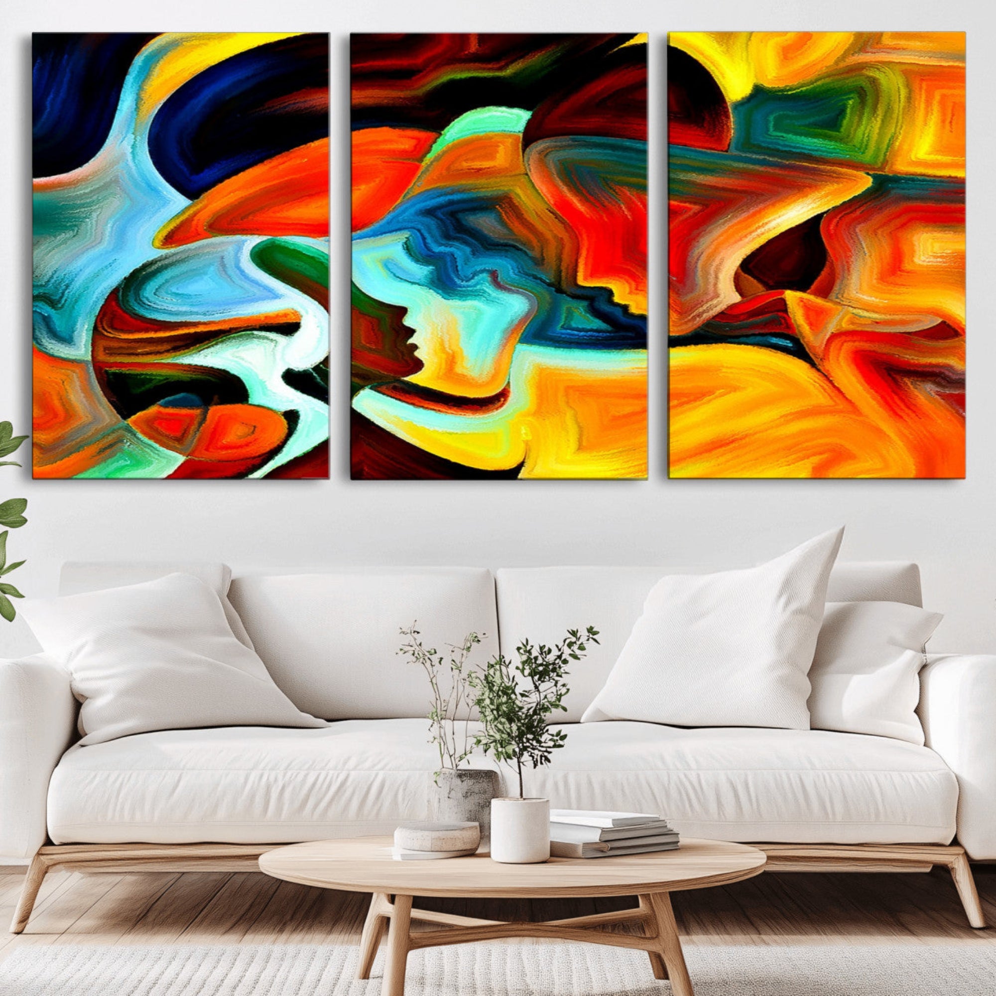 70242-MGV-CV-36X24-Human Love Figures Abstract Wall Art Canvas Print