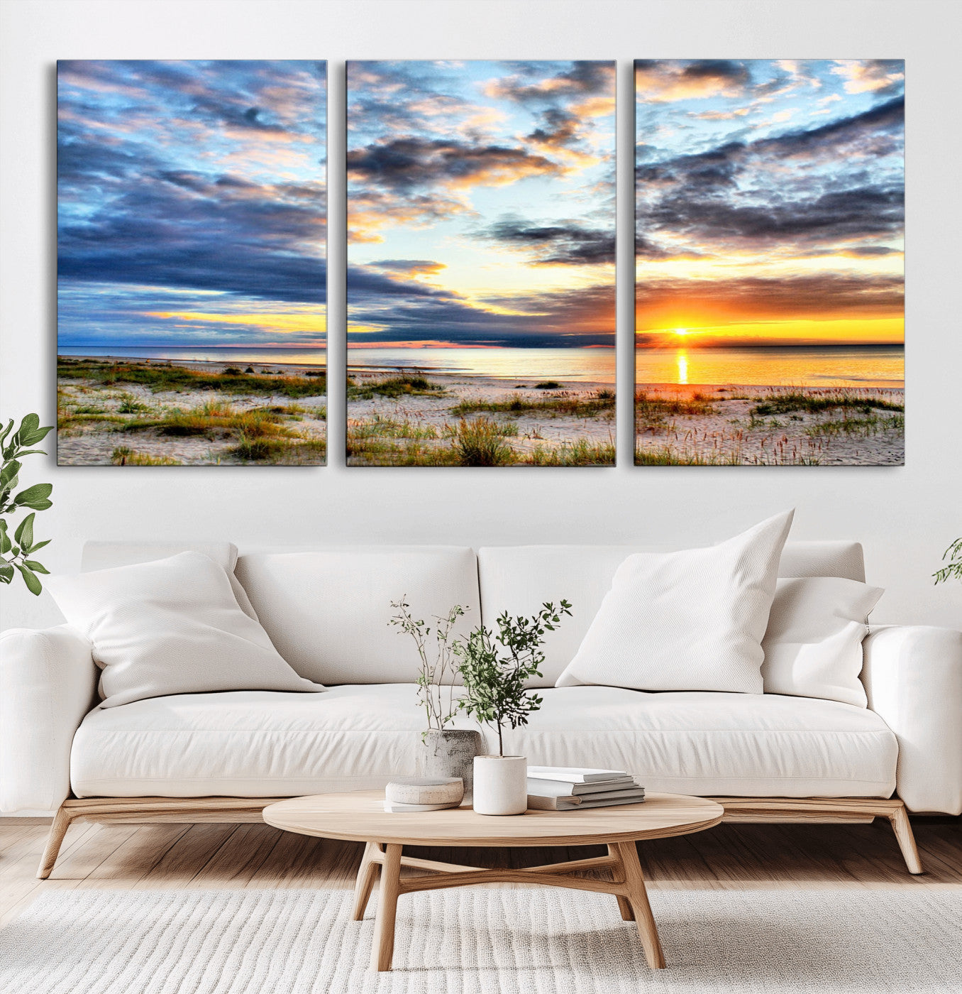 MGV-CV-60X30-3P - Sunset On The Ocean Wall Art Canvas Print