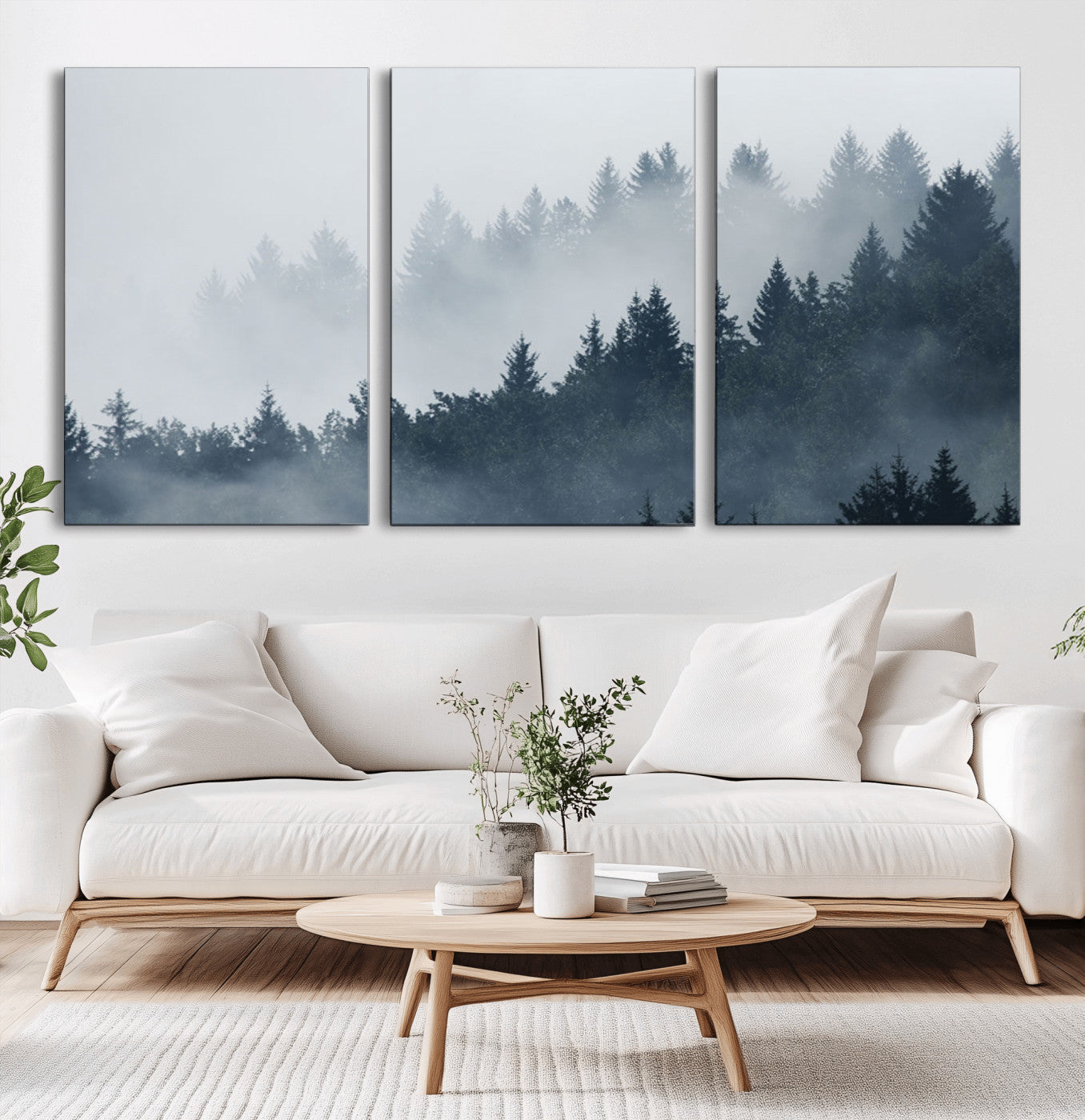 MGV-CV-60X30-3P - Foggy Pine Forest Wall Art Canvas Print