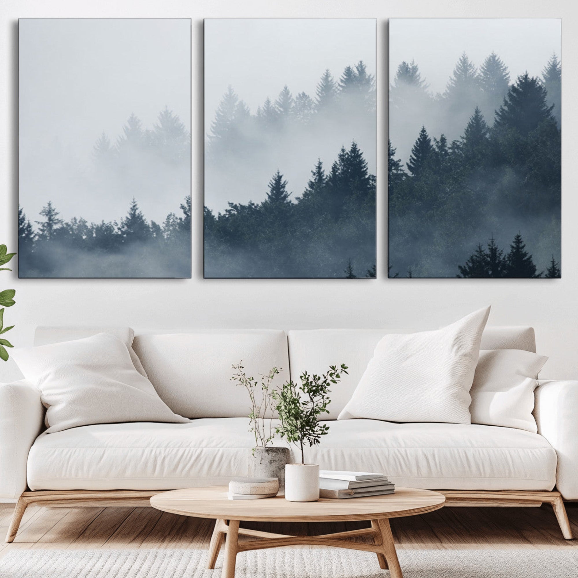 23671-MGV-CV-36X24-Foggy Pine Forest Wall Art Canvas Print