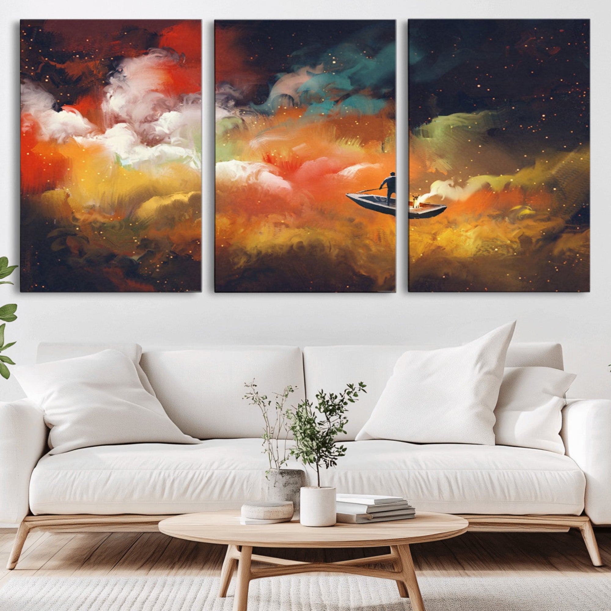 45085-MGV-CV-36X24-Surreal Space Adventure Canvas Wall Art – Dreamlike Abstract Galaxy Print – Framed and Ready to Hang