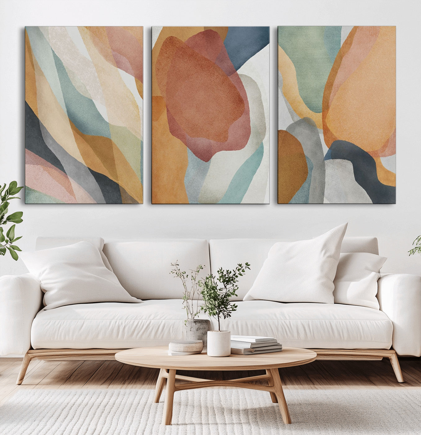 MGV-CV-60X30-3P - Boho Wall Art Canvas Print Set, Watercolor Boho Wall Art Canvas