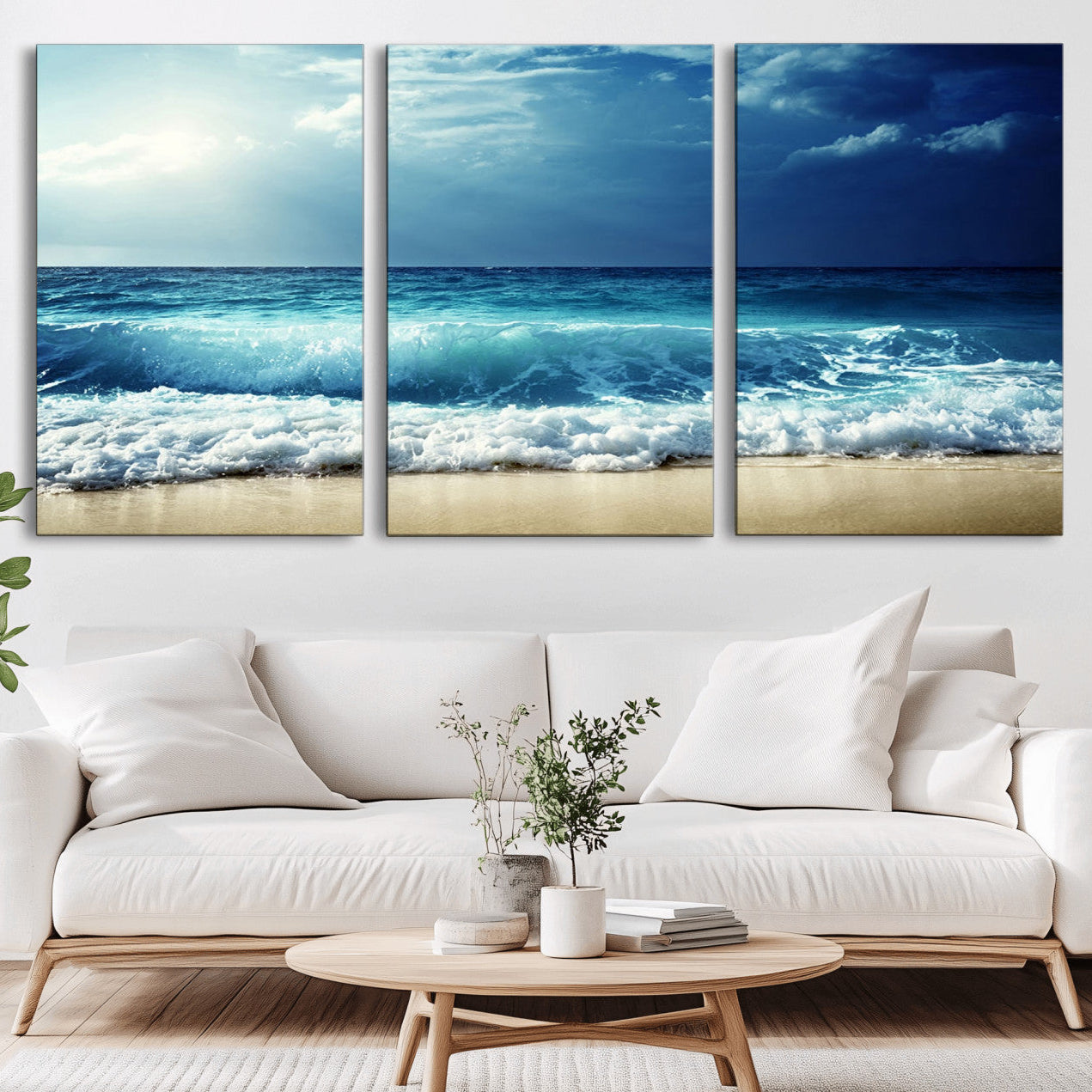 84116-MGV-CV-36X24-Majestic Ocean Wave Wall Art Canvas | 3 Panel Large Seascape Print for Living Room, Bedroom, Office