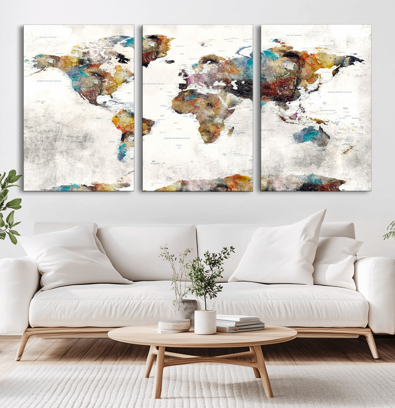 MGV-CV-60X30-3P - Push Pin World Map Canvas Print – Framed Wall Art for Couples to Track Their Travels – Anniversary