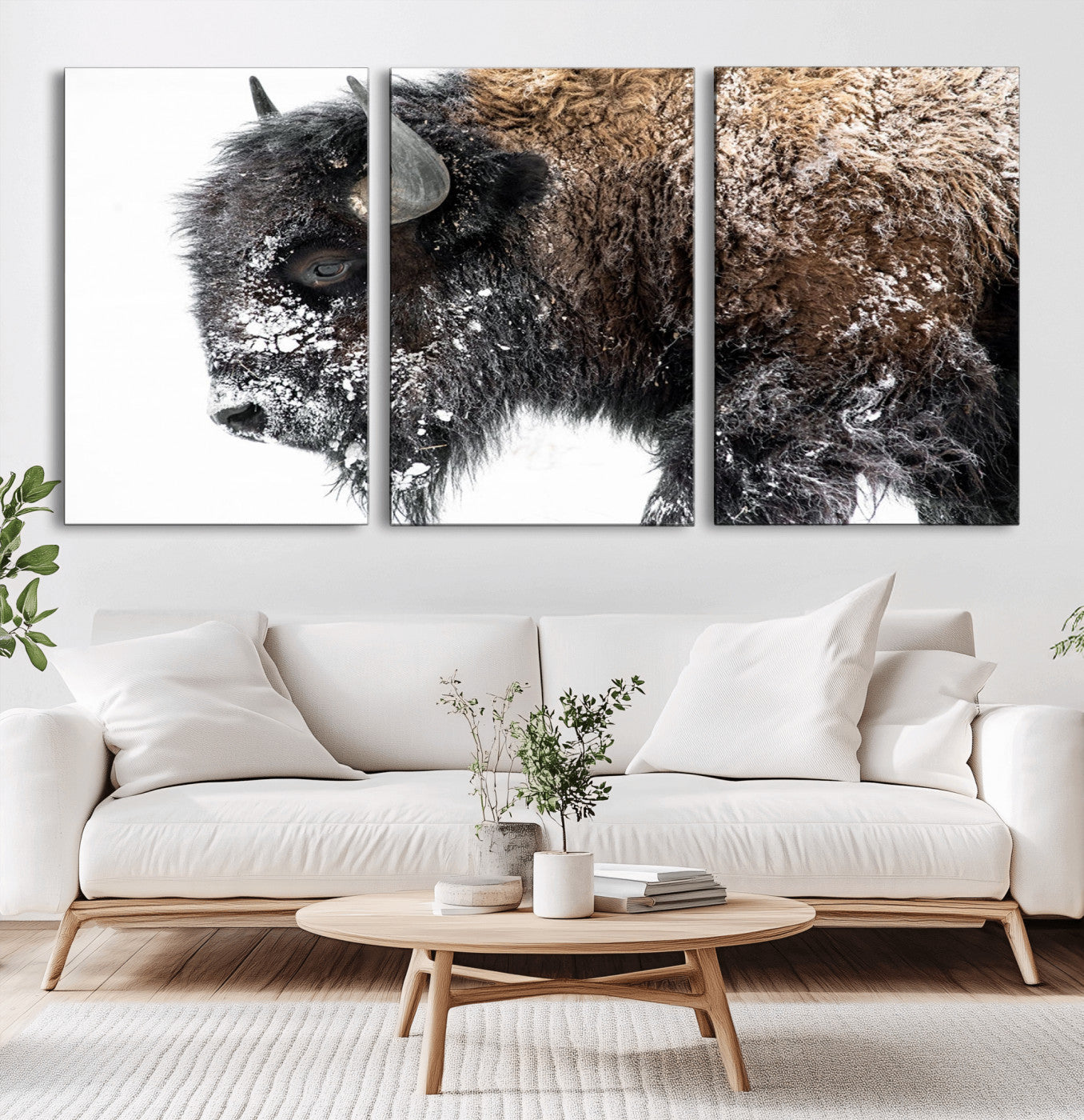 MGV-CV-60X30-3P - American Bison Wall Art Print | Buffalo Canvas Wall Art |  Framed and Ready to Hang Bison Print for