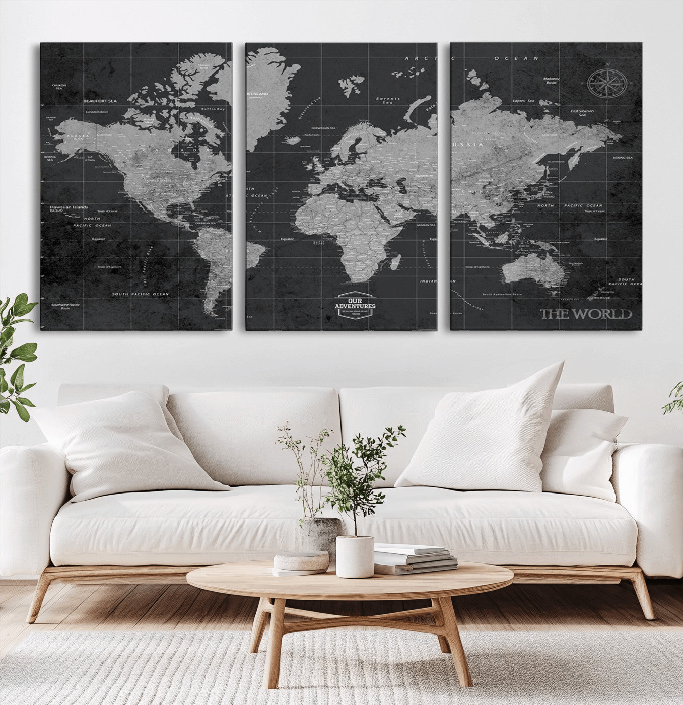 85500-MGV-CV-36X24-Push Pin World Map Canvas Print – Travel Tracker Wall Art for Couples, Perfect Anniversary Gift for Home or Office Decor
