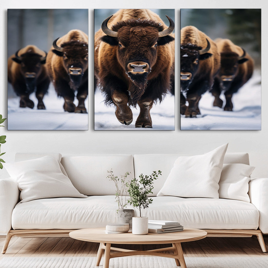Buffalo Wall Art Canvas Print, American Bison Herd Wall Art