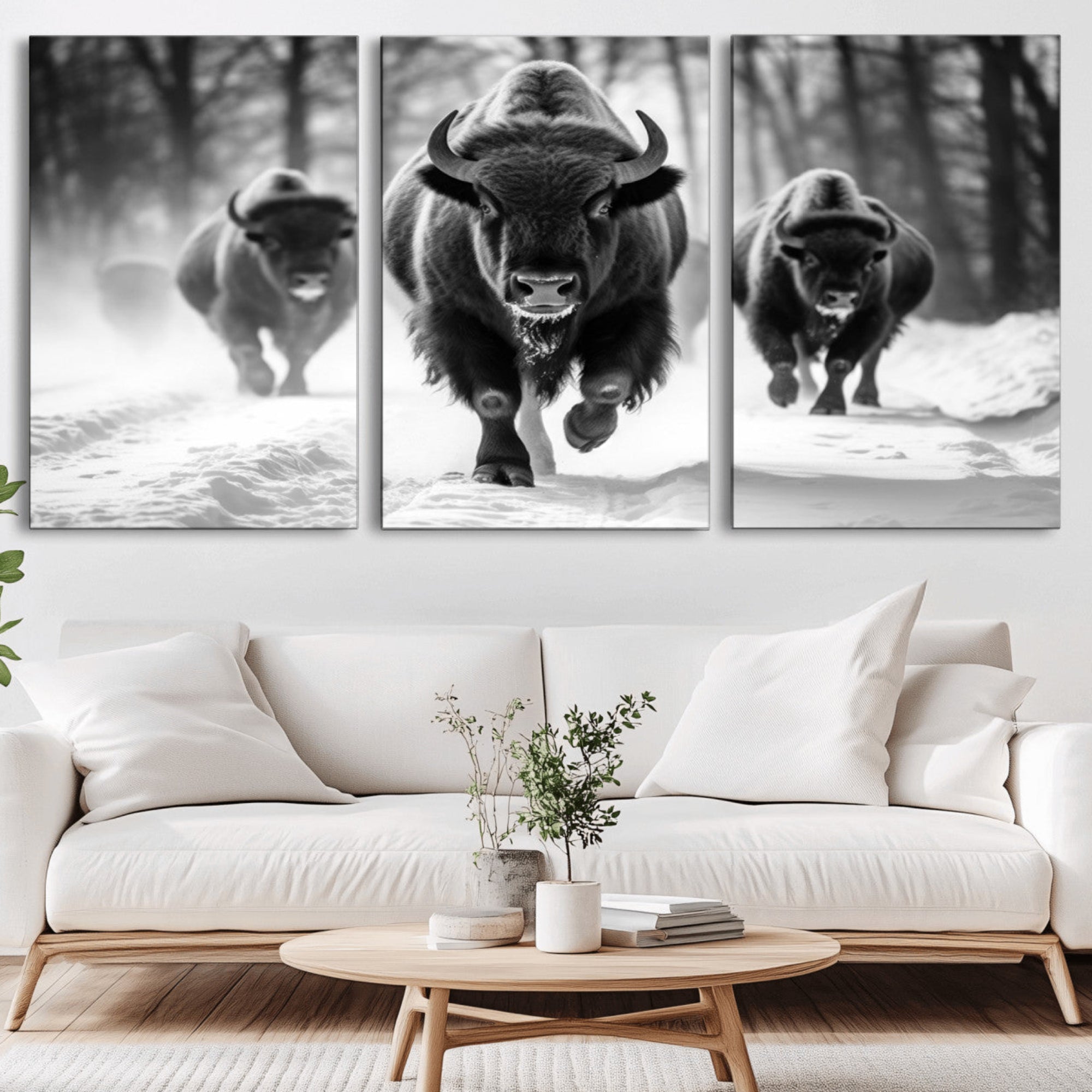97552-MGV-CV-36X24-Buffalo Wall Art Canvas Print, Bison Family Wall Art Canvas Print