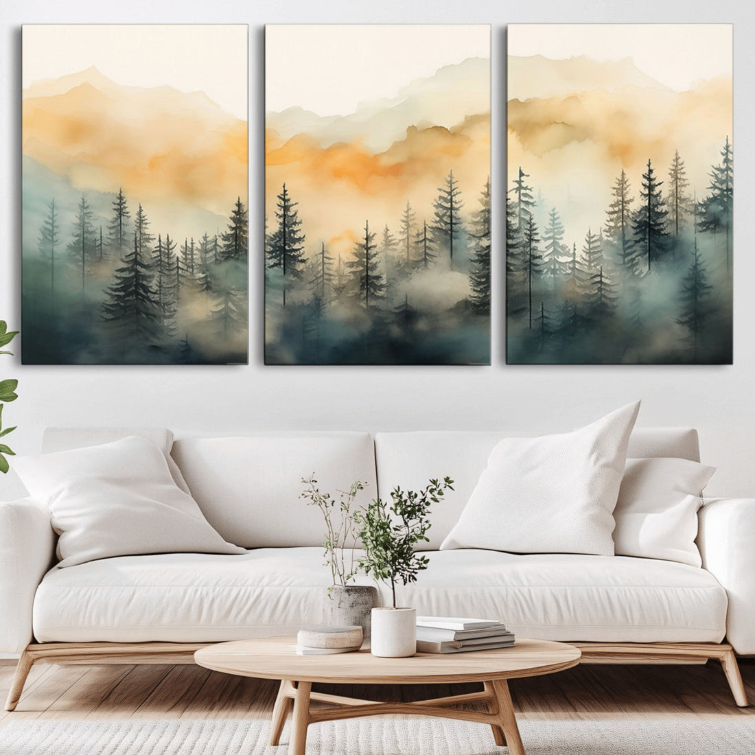 Abstract Forest Print | Mountain Wall Art | Autumn Landscape Canvas Print