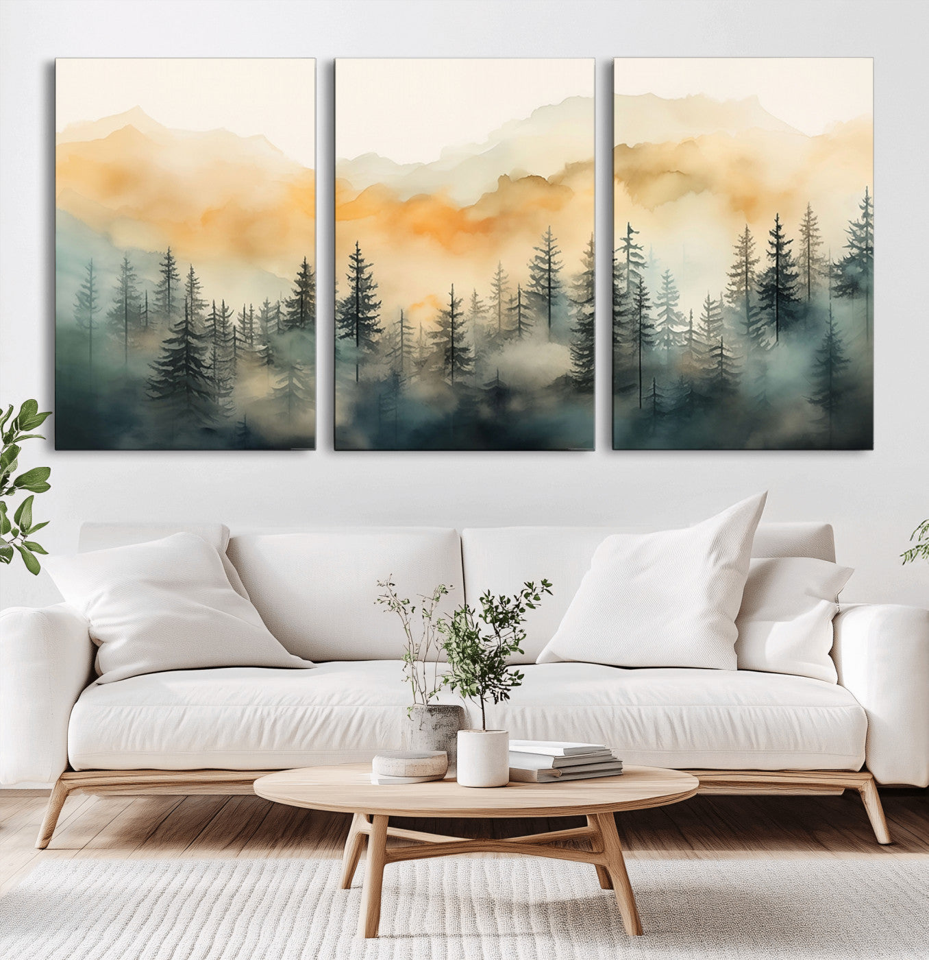 -Abstract Forest Print - Mountain Wall Art | Autumn Landscape Canvas Print for Living Room, Bedroom,