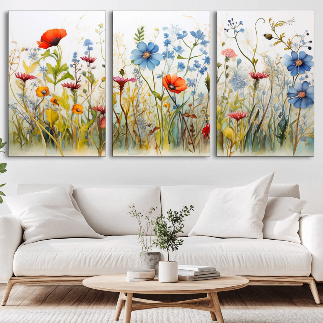 Colorful Wildflower Canvas Wall Art | Vibrant Floral Botanical Print for Living Room