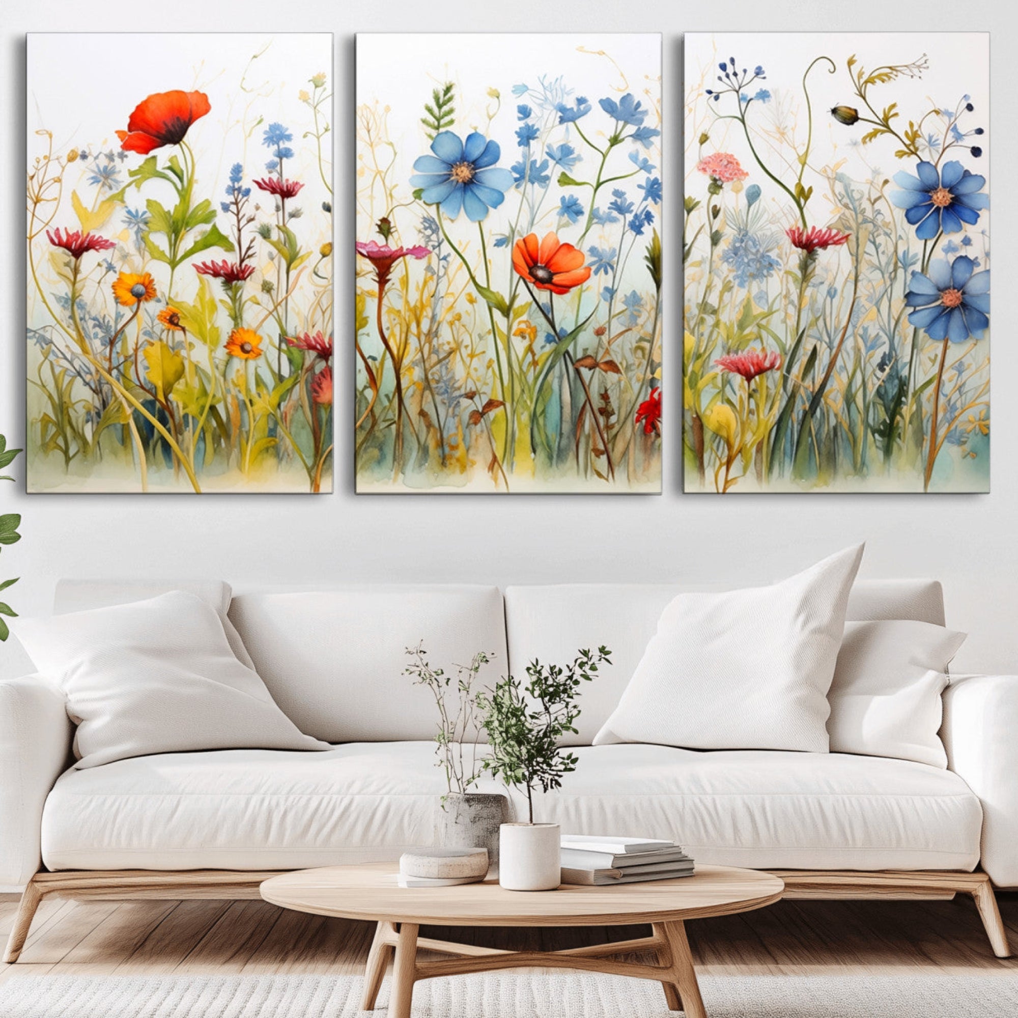 45019-MGV-CV-36X24-Colorful Wildflower Canvas Wall Art - Vibrant Floral Botanical Print, Bright Nature Decor for Living