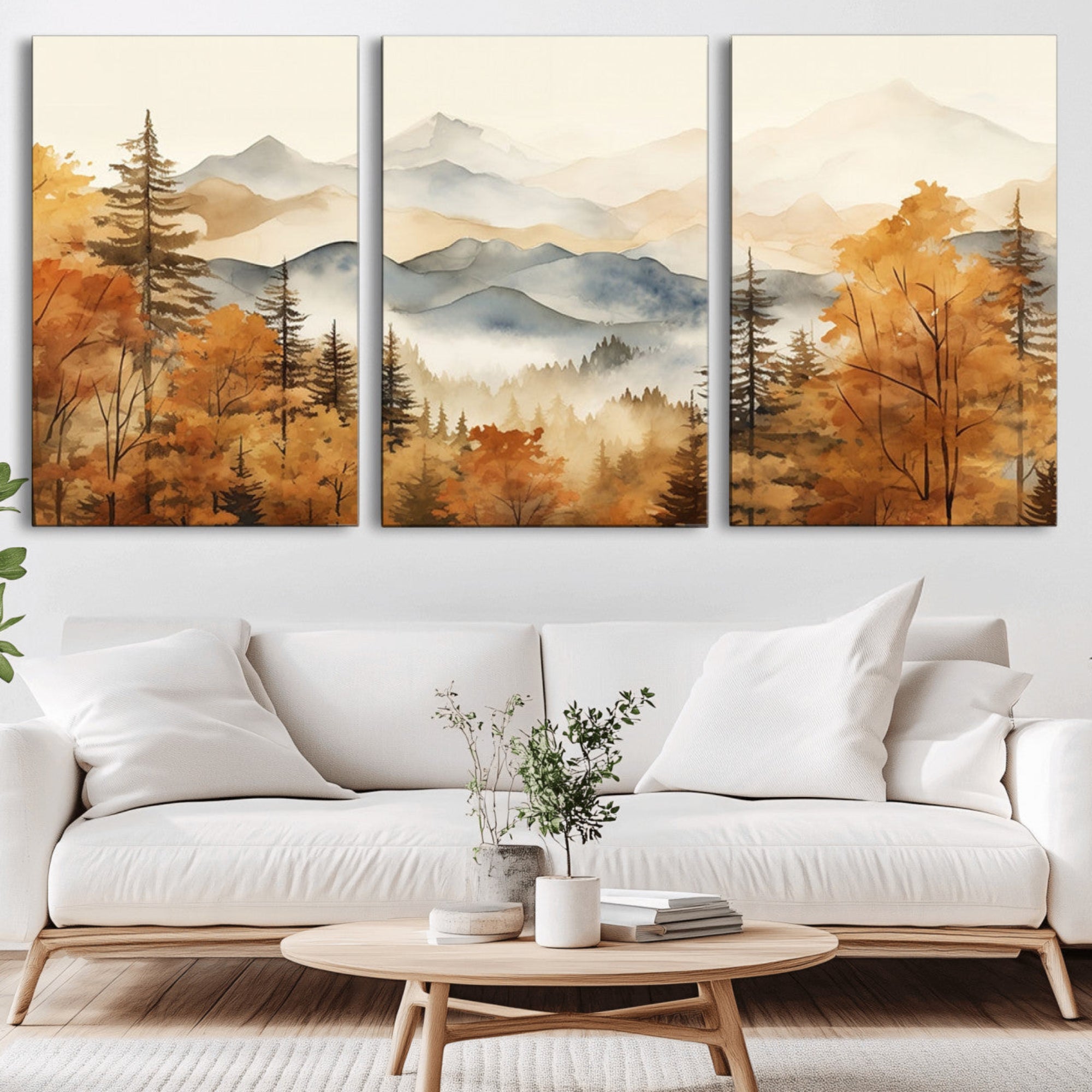 72950-MGV-CV-36X24-Golden Autumn Forest Wall Art Canvas | Mountain Landscape Canvas Print for Living Room or Bedroom |