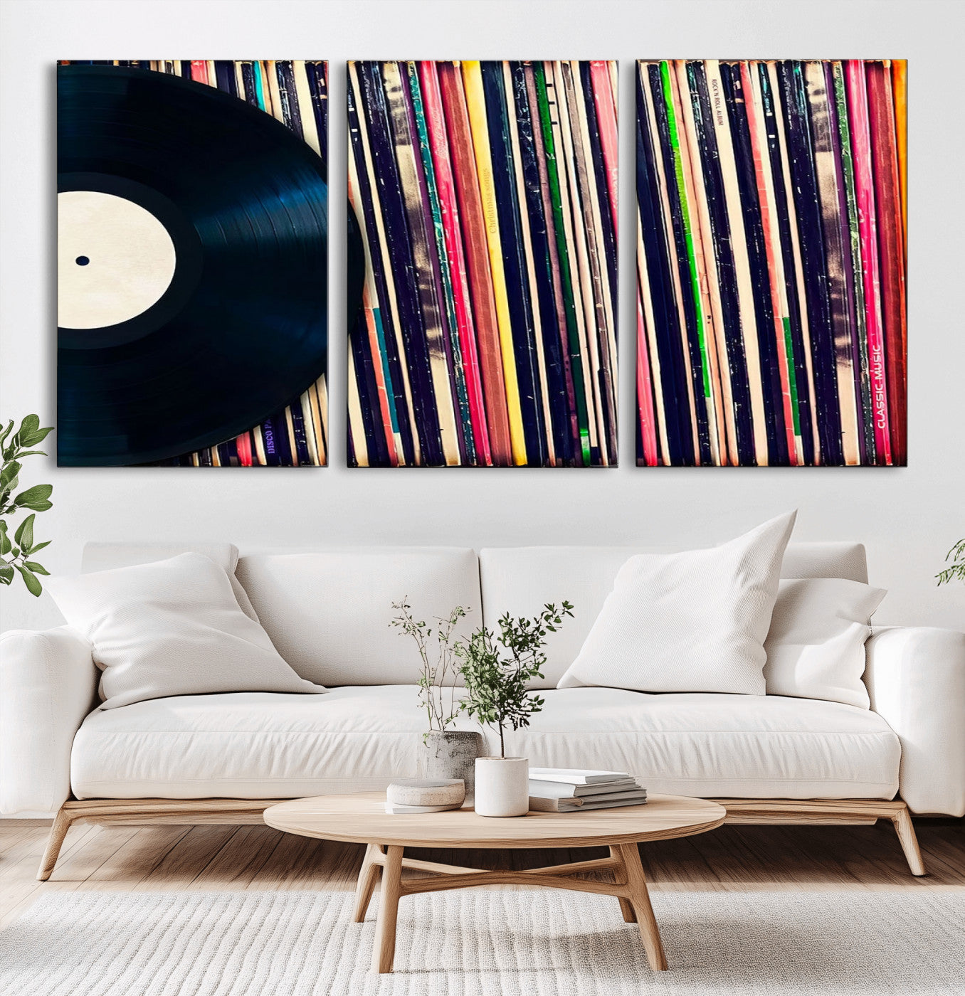MGV-CV-60X30-3P - Vinyl Record and Album Collection Canvas Wall Art - Retro Music Decor for Living Room, Vintage Vinyl Lover’s Set