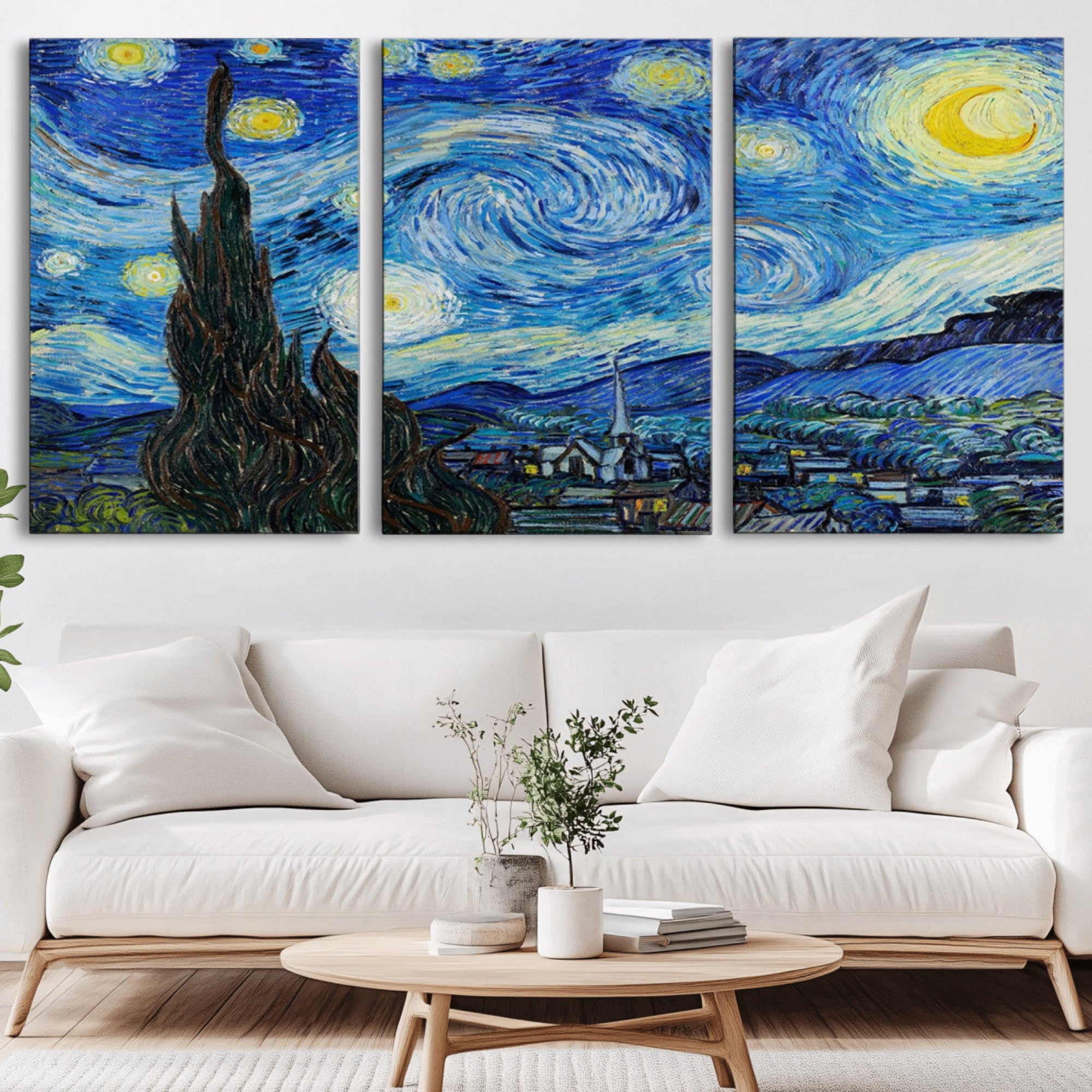 39177-MGV-CV-36X24-Vincent Van Gogh The Starry Night Abstract Wall Art Canvas Print