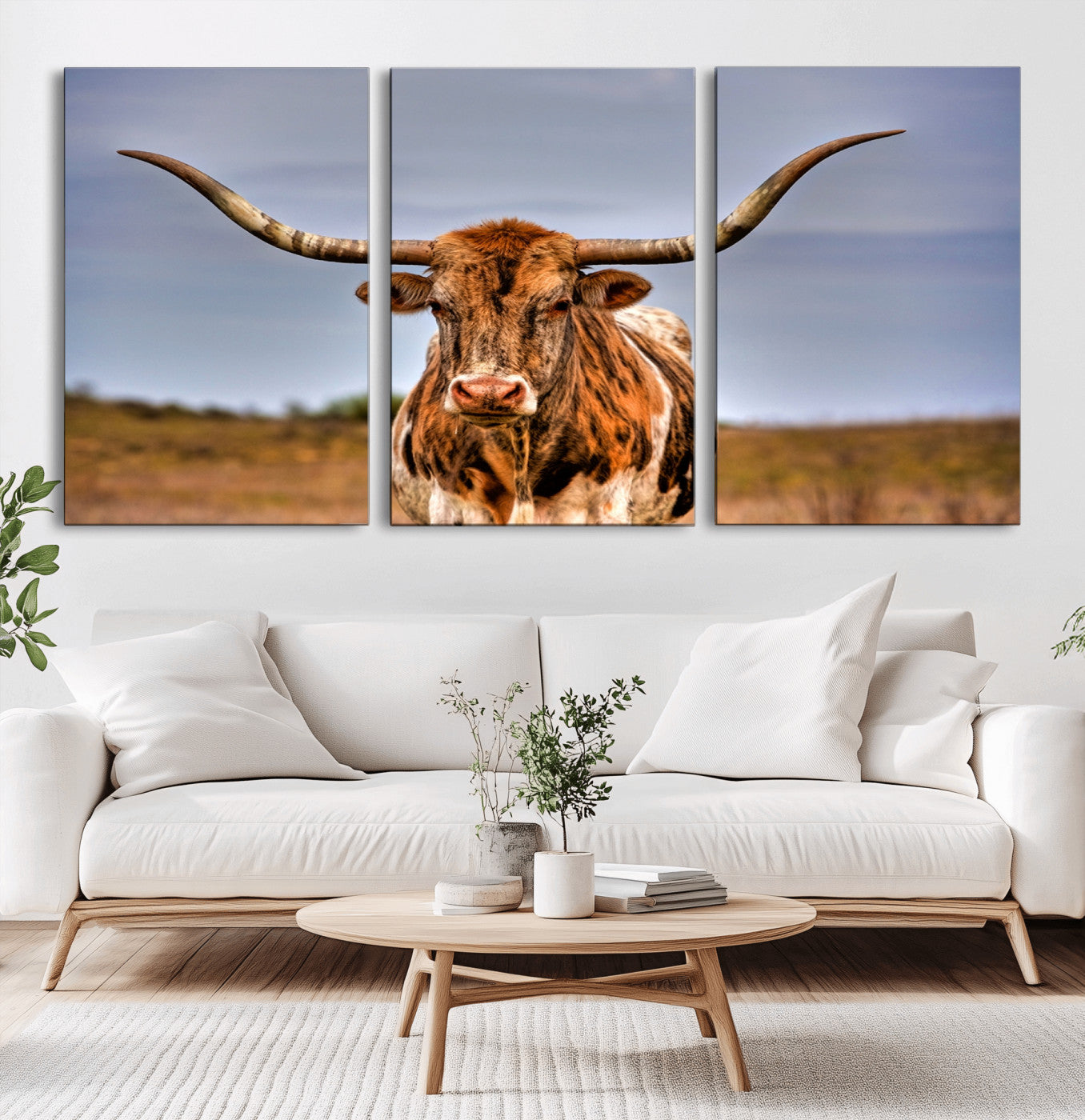 MGV-CV-60X30-3P - Texas Longhorn Wall Art Print