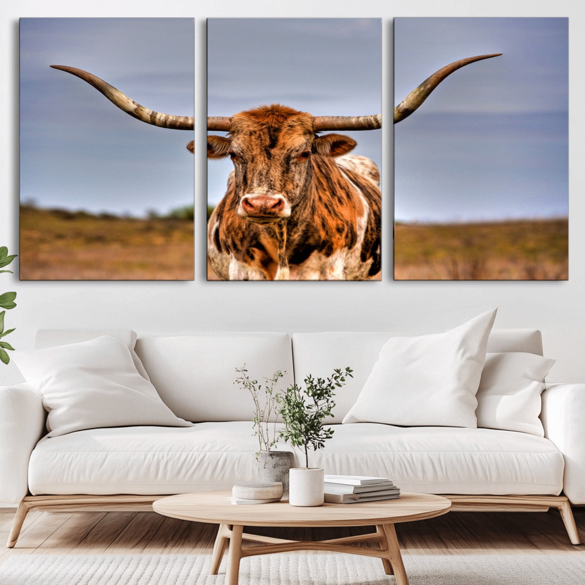 18594-MGV-CV-36X24-Texas Longhorn Wall Art Print, Framed Longhorn Cow Wall Art