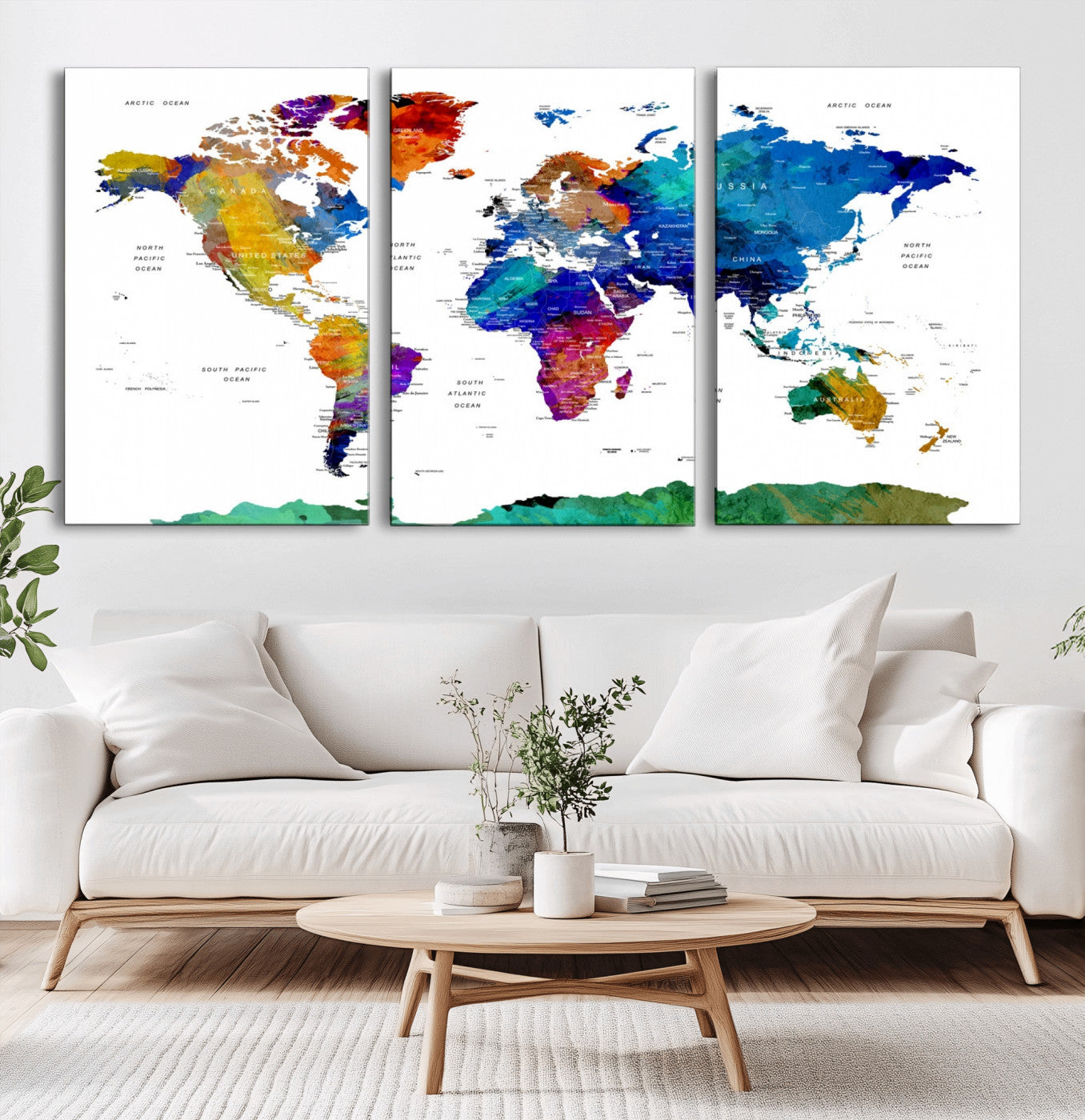 -Push Pin World Map Canvas Print – Framed Wall Art for Couples to Track Their Travels – Anniversary