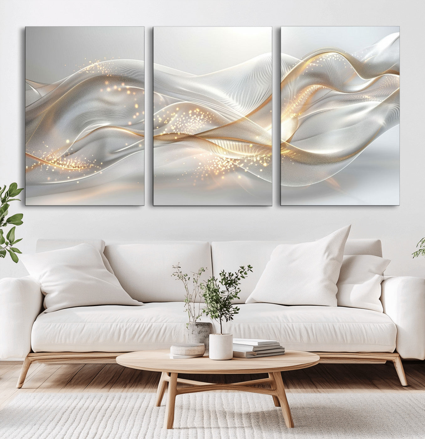-Abstract art Grey and Gold Lines Wall Art