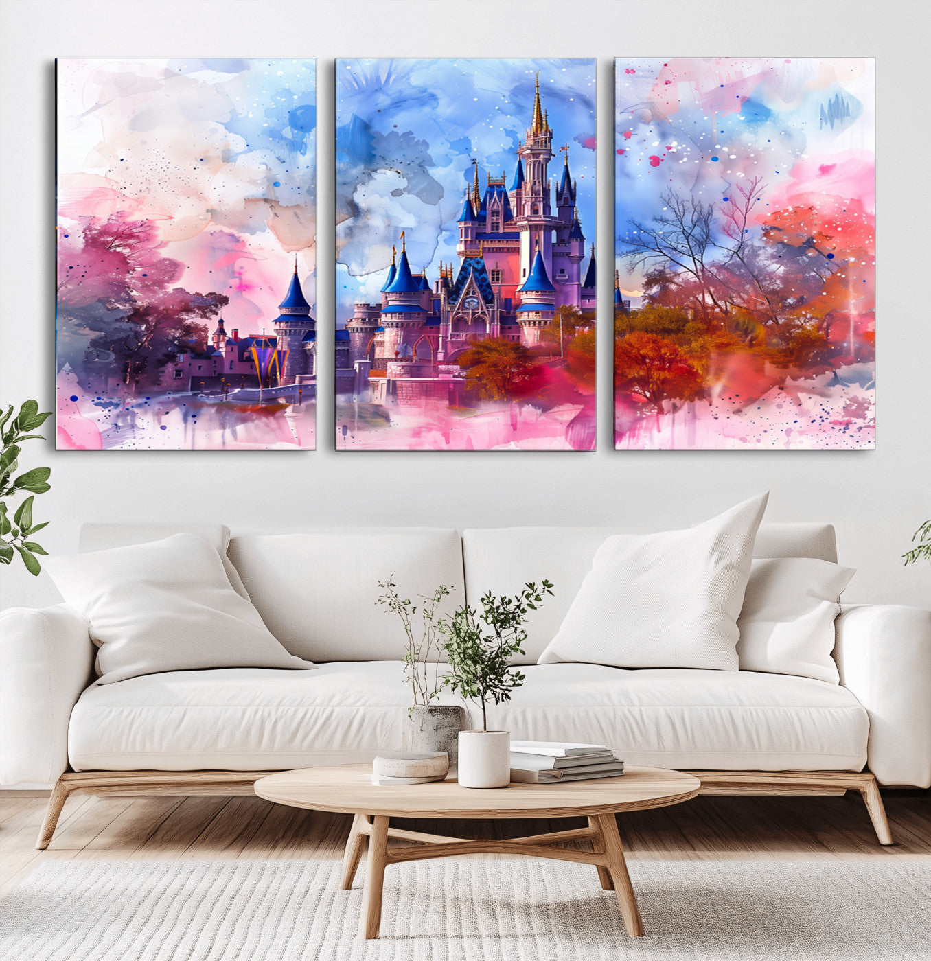 MGV-CV-60X30-3P - Disney Wall Art: Dreamy Watercolor Cinderella Castle Canvas Print
