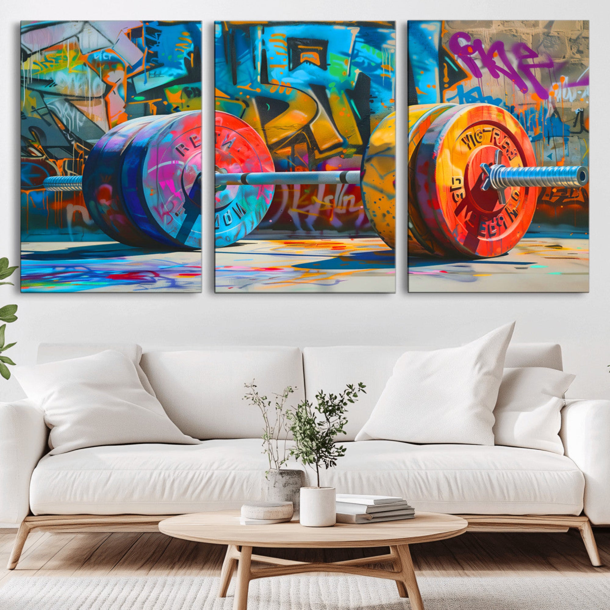 70871-MGV-CV-36X24-Fitness Gym Barbell Graffiti Wall Art Canvas Print