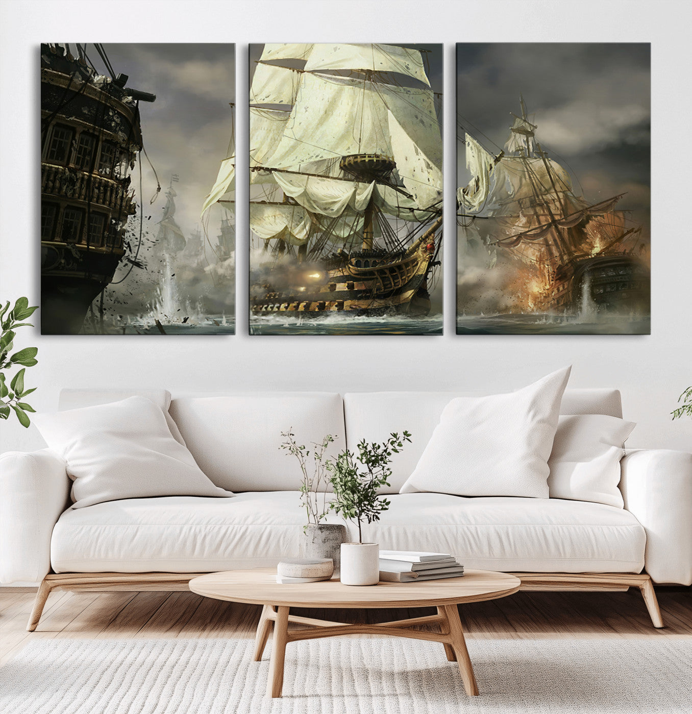 MGV-CV-60X30-3P - Pirate Ship War Wall Art Canvas Print
