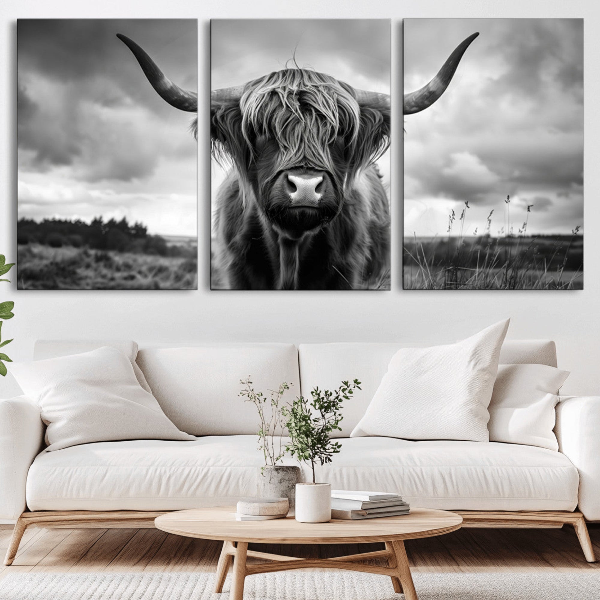 17924-MGV-CV-36X24-Scottish Cow Wall Art Canvas Print | Longhorn Wall Art | Bighorn Animal Wall Art