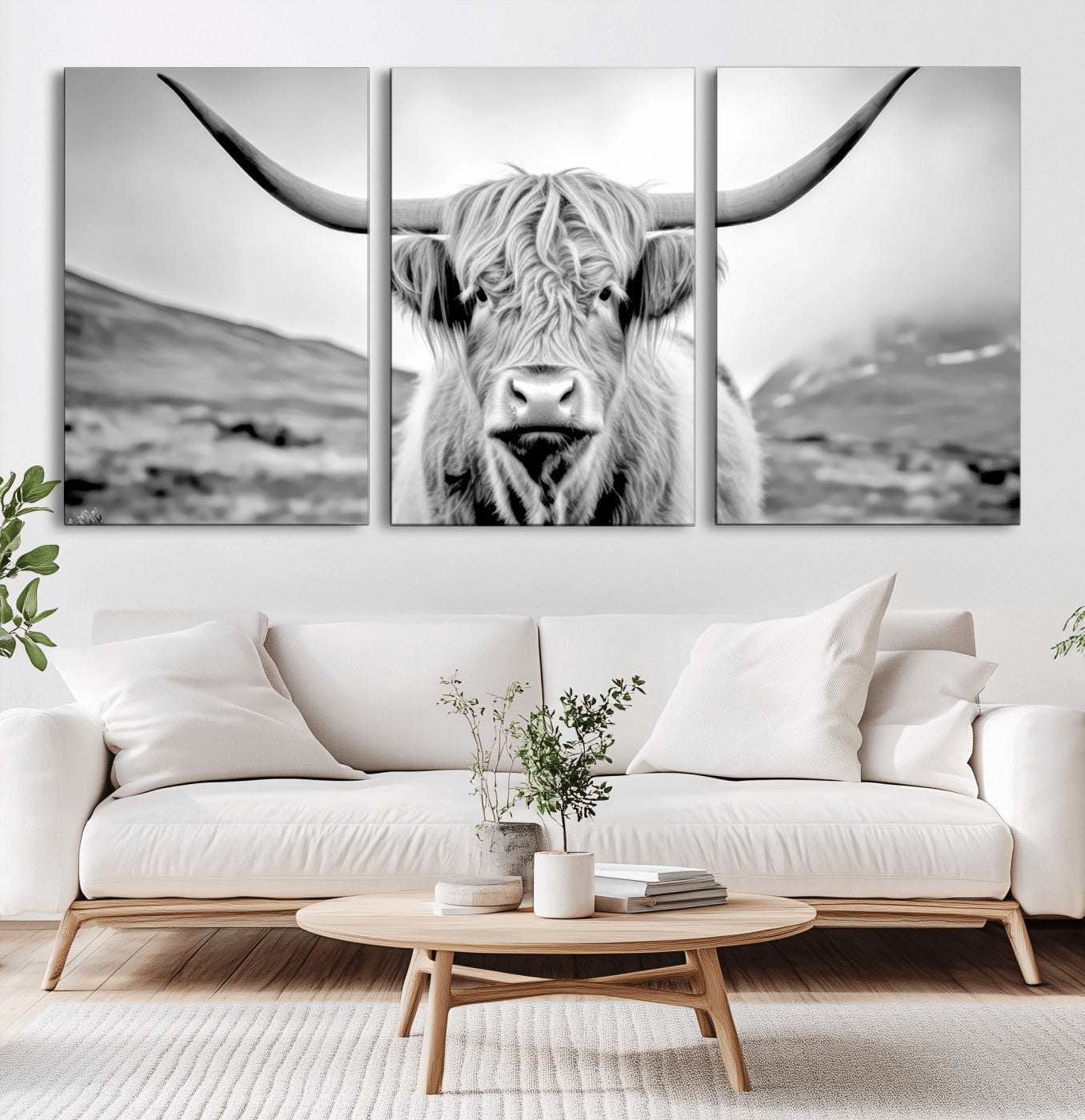 MGV-CV-60X30-3P - Scottish Cow Wall Art Canvas Print