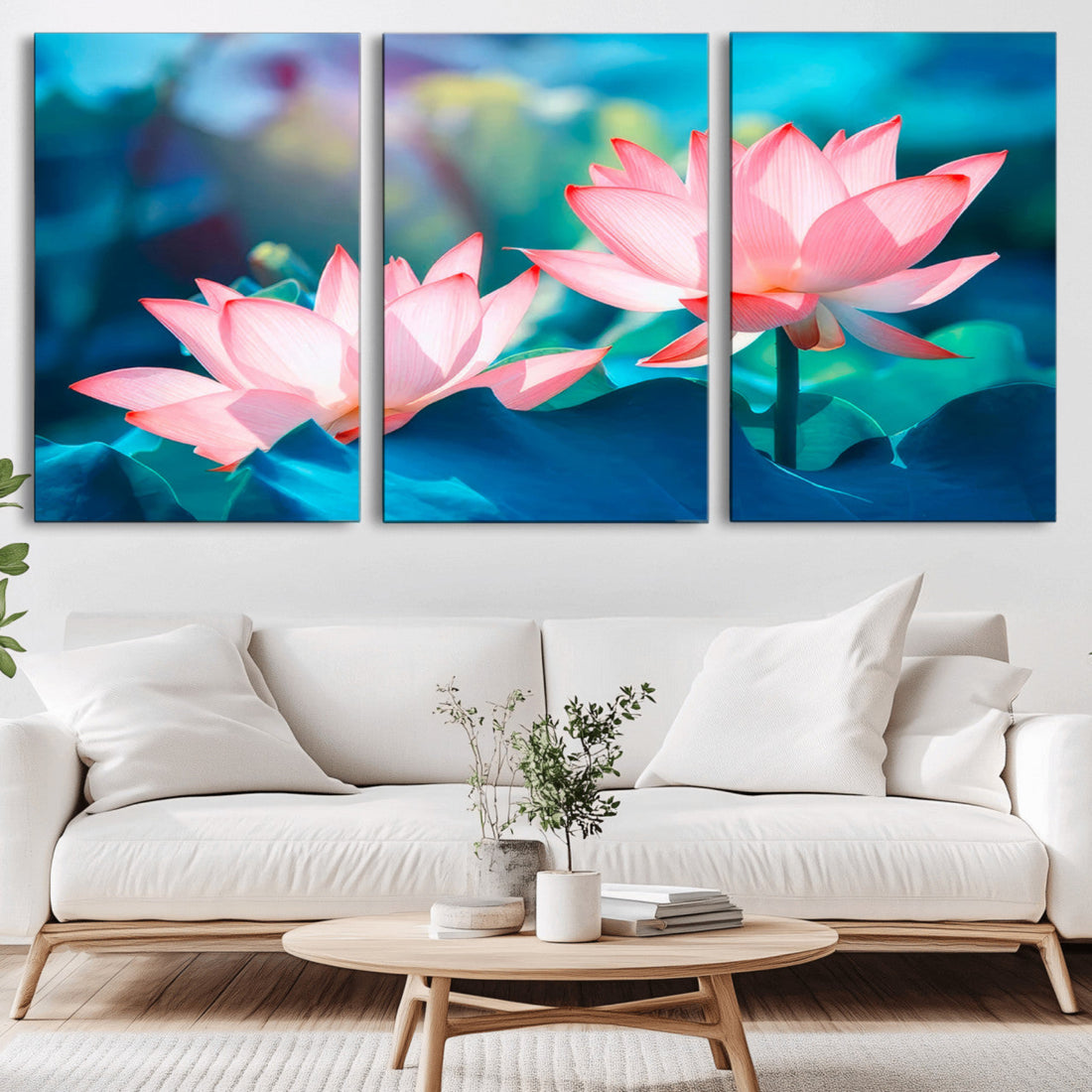Pink Lotus Flower Canvas Wall Art | Vibrant Floral Wall Decor