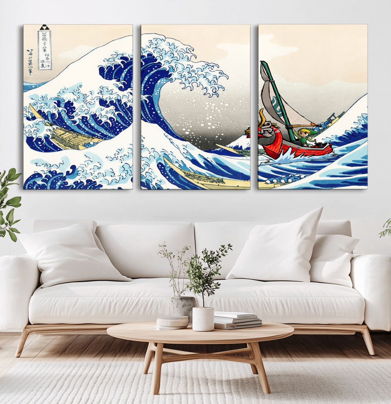 -Katsushika Hokusai Kanagawa Giant Wave Wall Art Canvas Print | Iconic Japanese Art for Living Room