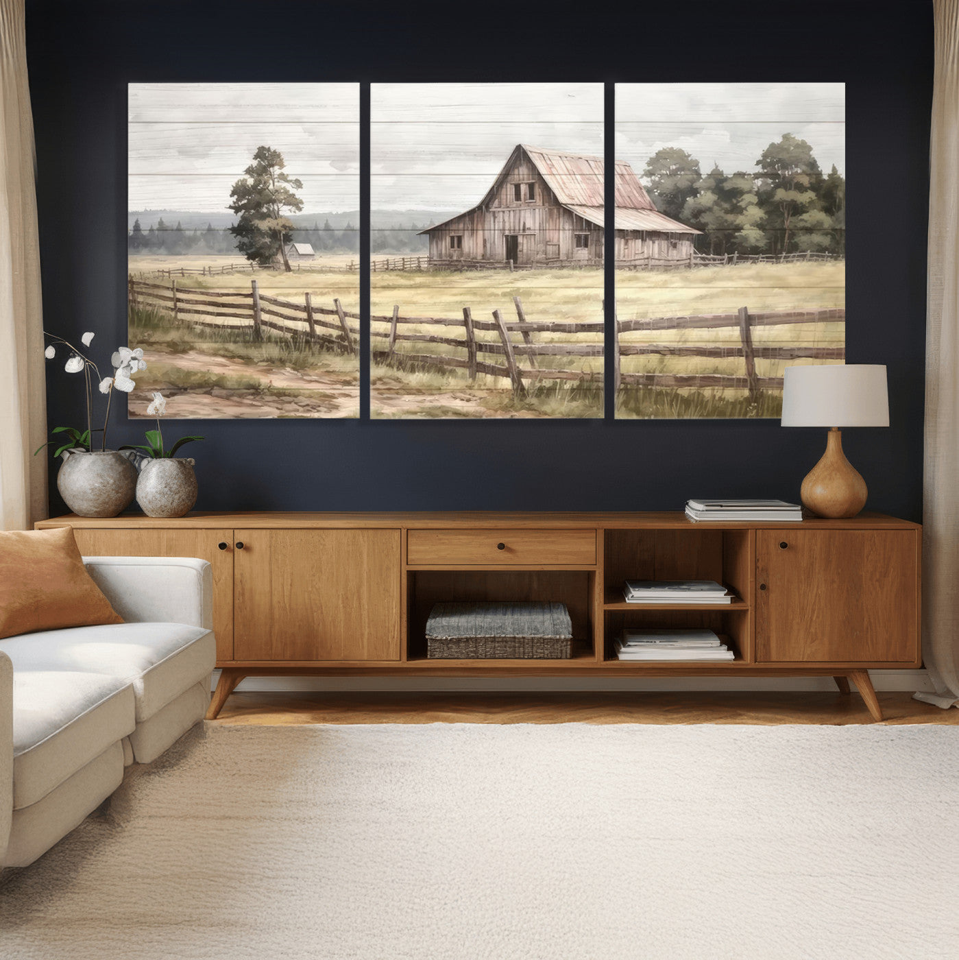 87489-MGV-CV-36X24 - Rustic Farmhouse Barn Wall Art | Framed Gallery Wrap Barn  Giclee Canvas Print for Farmhouse Decor