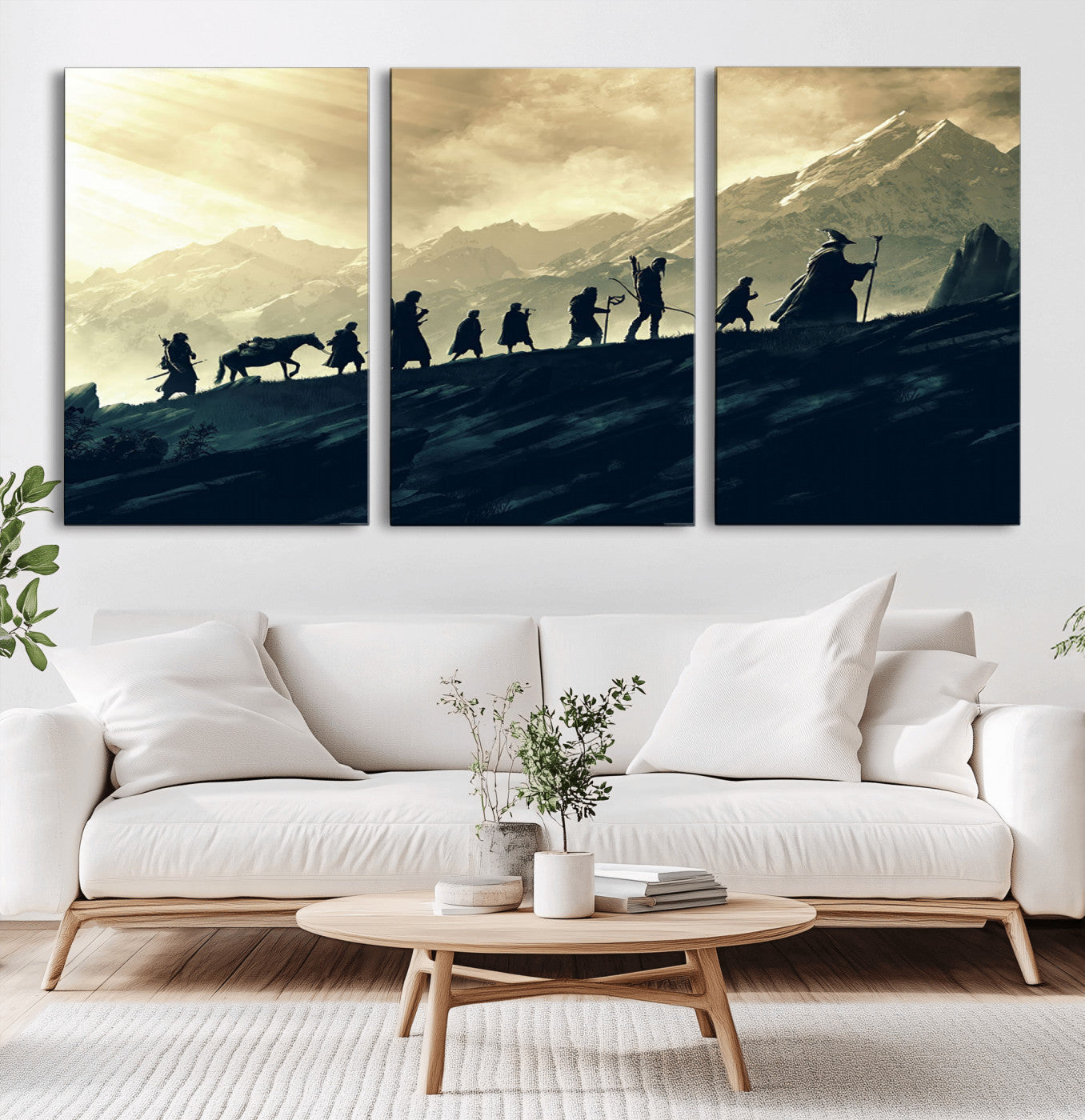 41574-MGV-CV-36X24-Lord of the Rings Silhouette Wall Art Capturing the Epic Quest Through Middle-Earth - The
