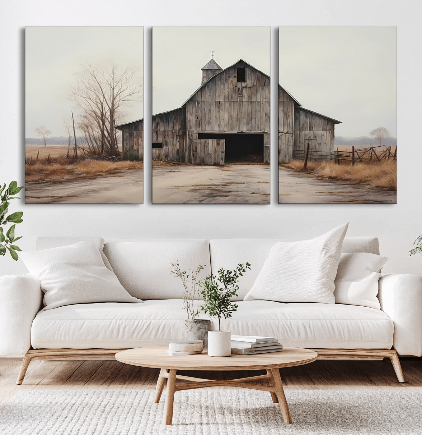 MGV-CV-60X30-3P - Farmhouse Rustic Barn Wall Art Canvas Print – Framed and Ready to Hang – Perfect Addition to Farmhouse Wall Décor
