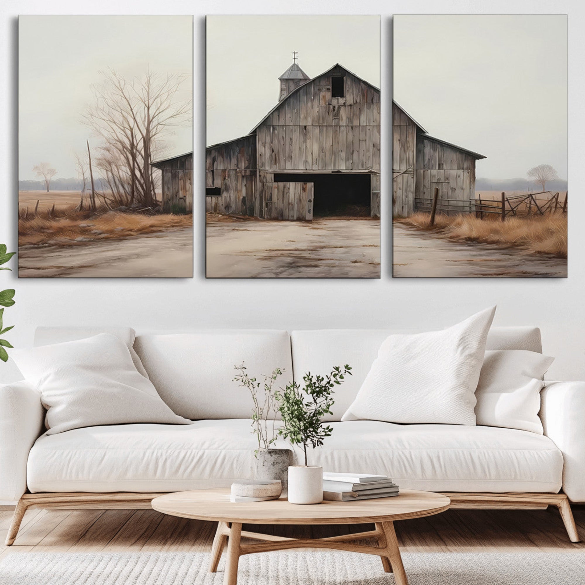 11602-MGV-CV-36X24-Farmhouse Rustic Barn Wall Art Canvas Print – Framed and Ready to Hang – Perfect Addition to