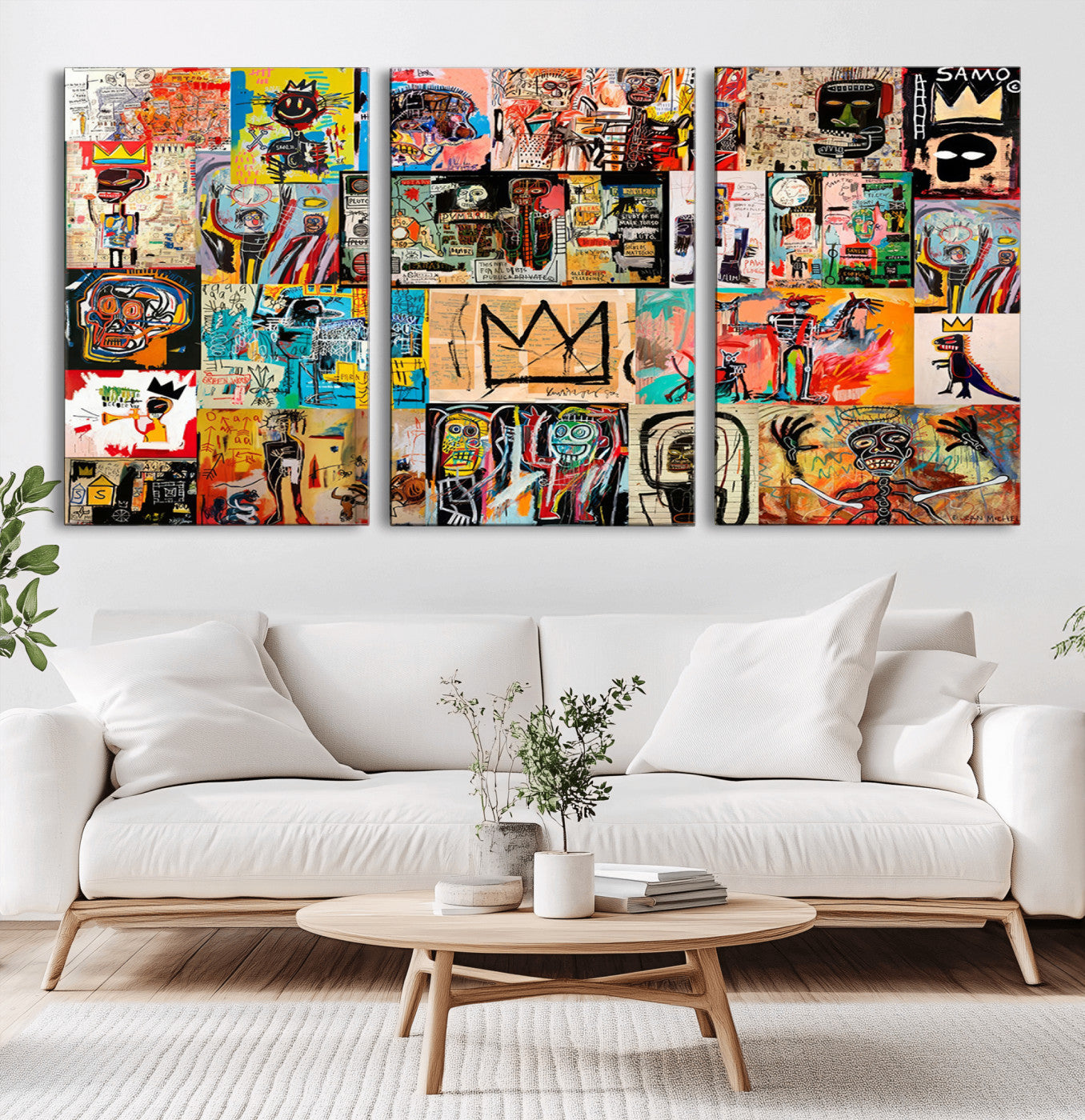 MGV-CV-60X30-3P - Abstract Art Collage Wall Art Canvas Print – Framed, Ready to Hang, Urban Graffiti Style