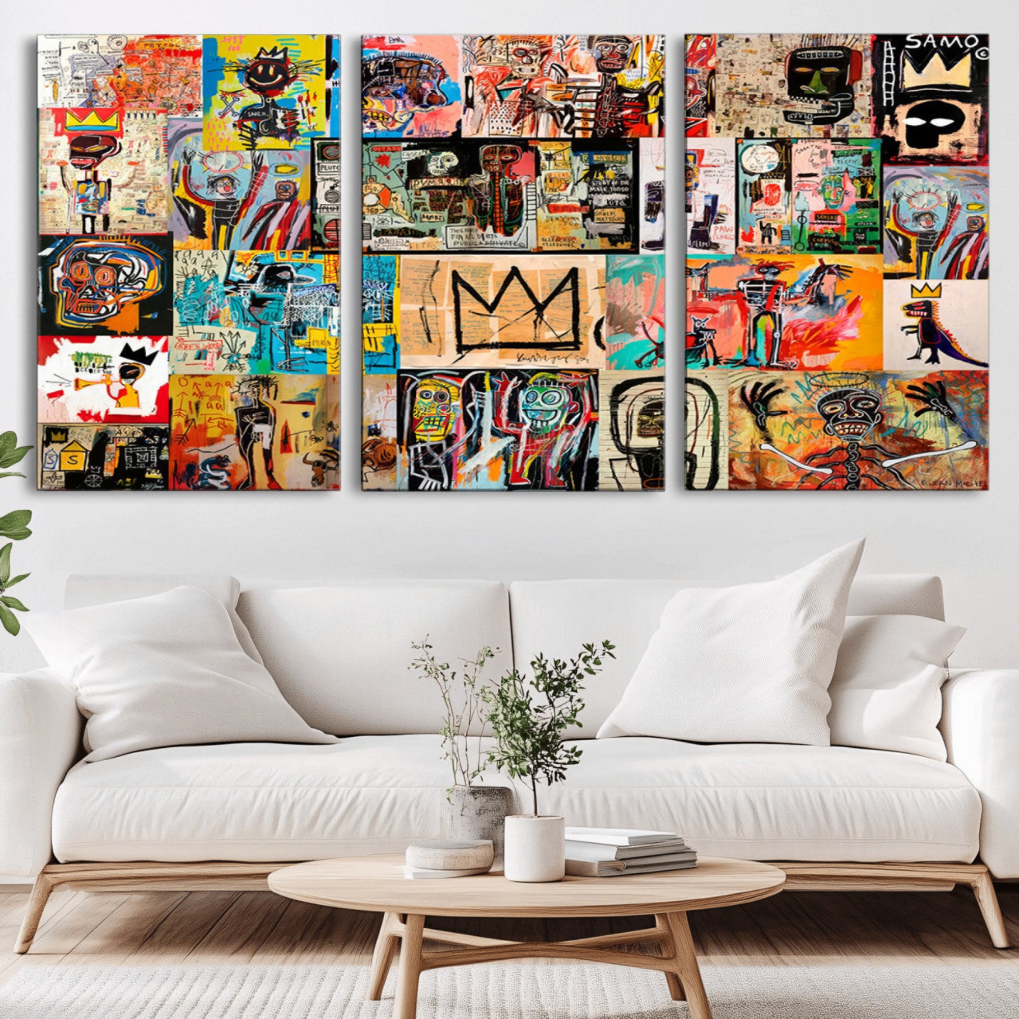 69394-MGV-CV-36X24-Abstract Art Collage Wall Art Canvas Print – Framed, Ready to Hang, Urban Graffiti Style