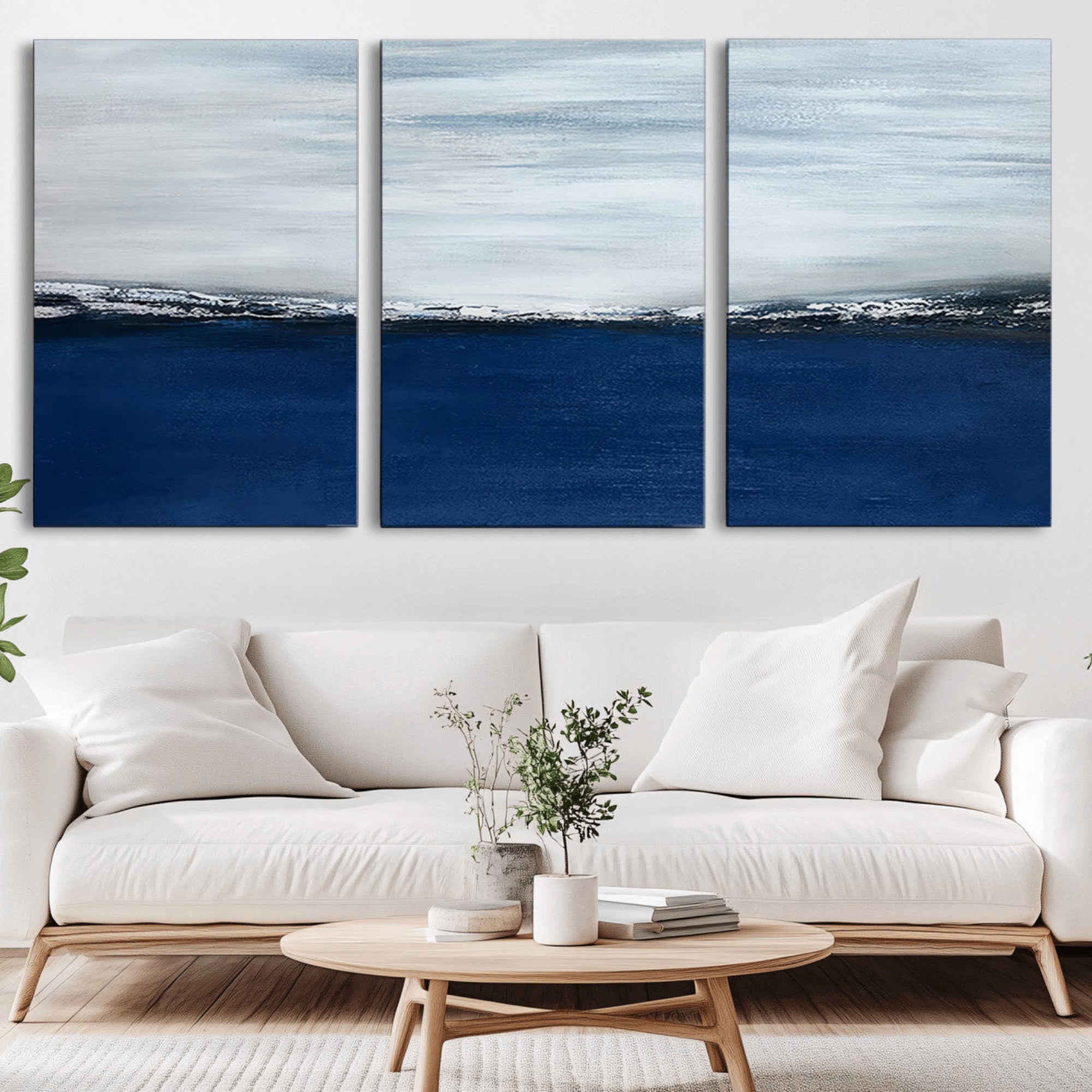 62197-MGV-CV-36X24-Navy Blue Abstract Wall Art Canvas Print