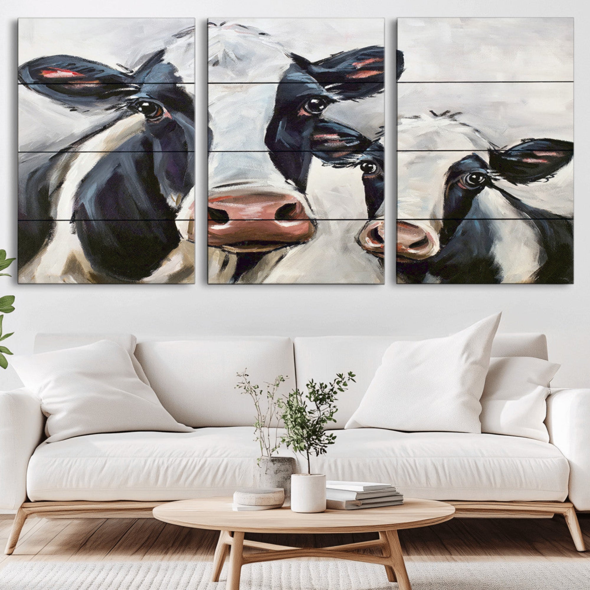 28934-MGV-CV-36X24-Vintage Baby and Mom Cattle Wall Art Canvas Print