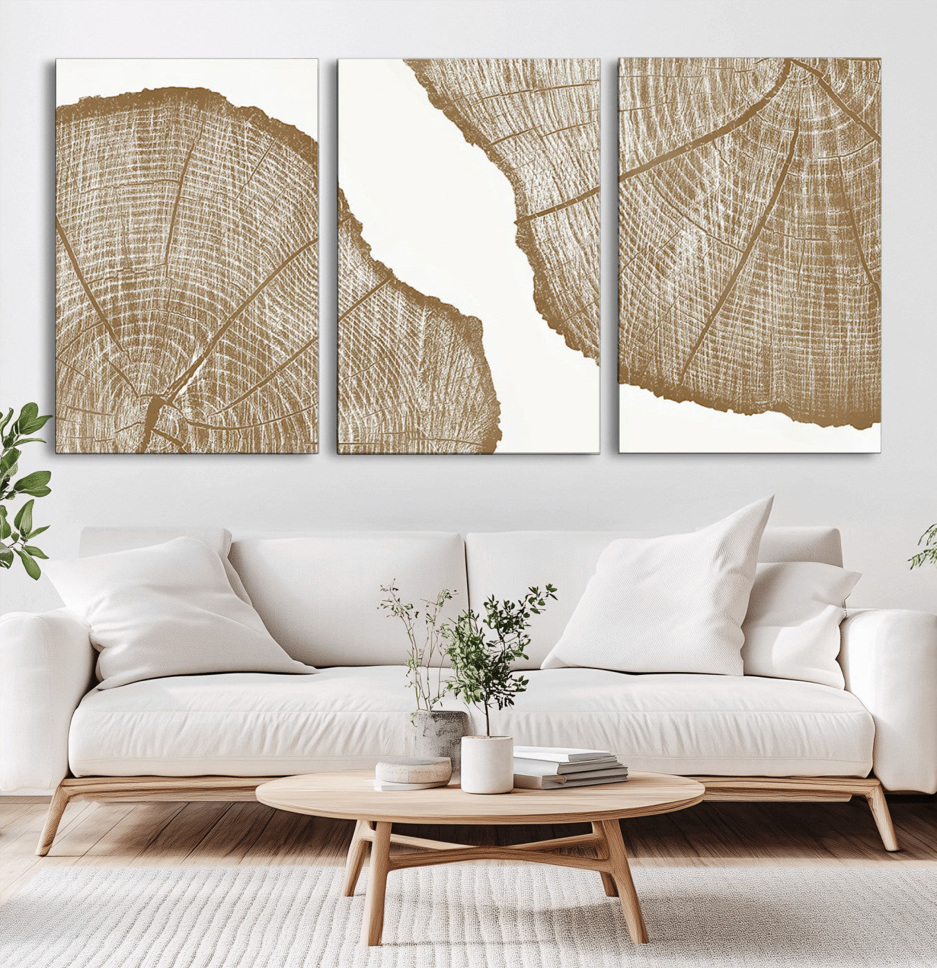 -Rustic Brown Tree Ring Wall Art Canvas Print – Framed and Ready to Hang – Elegant Nature-Inspired