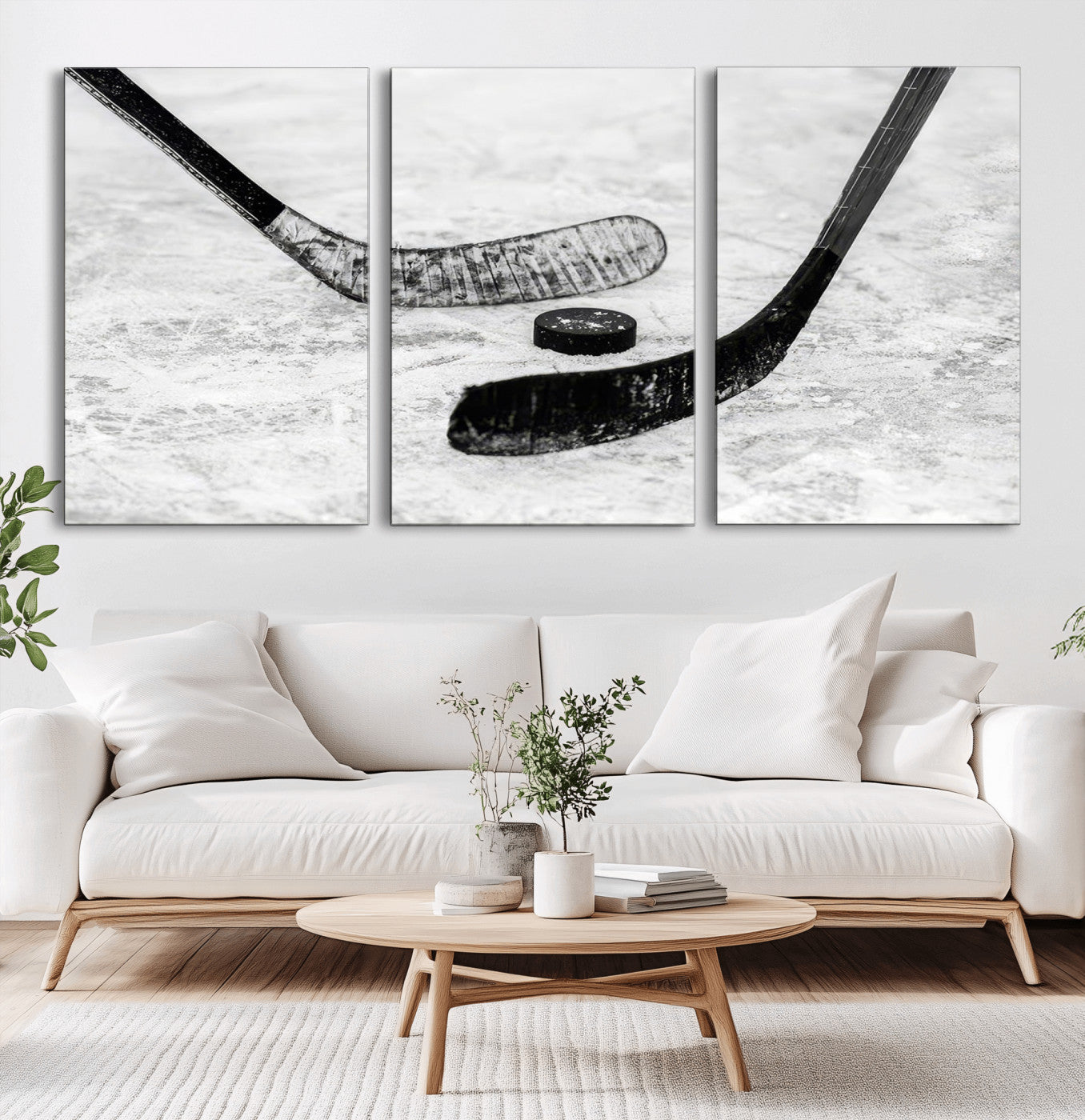 MGV-CV-60X30-3P - Winter Ice Hockey Sport Canvas Wall Art Print - Hockey Wall Art Print