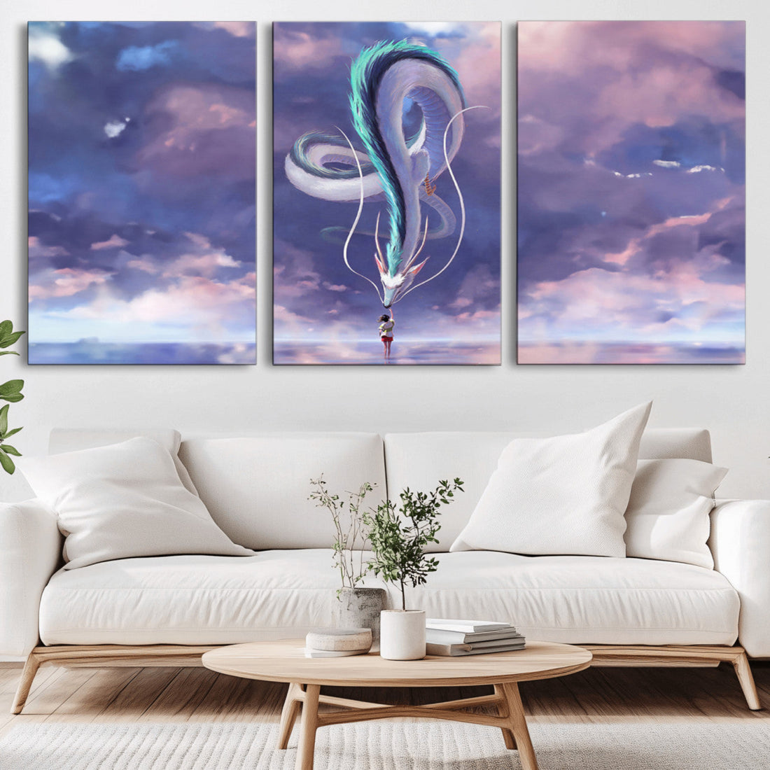 Spirited Away Haku and Chihiro Canvas Print, Anime Lover, Hayao Miyazaki Studio Ghibli