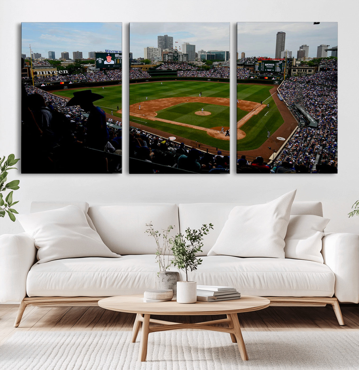 MGV-CV-60X30-3P - Chicago Cubs Baseball Team Print - Wrigley Field Stadium Wall Art Canvas Print