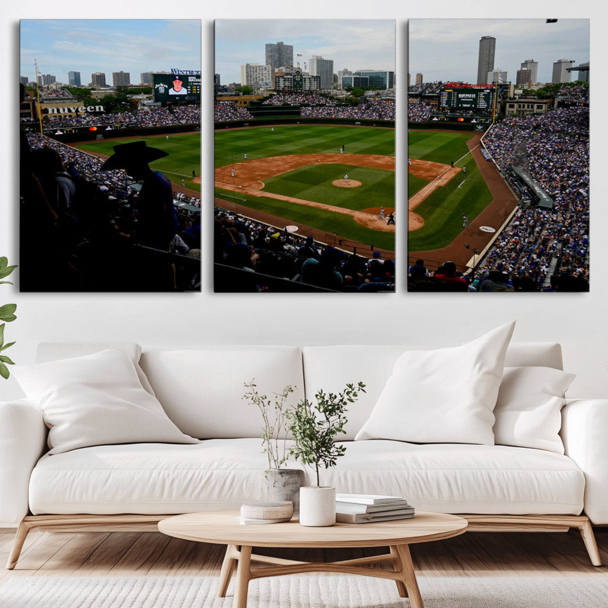 34859-MGV-CV-36X24-Chicago Cubs Baseball Team Print - Wrigley Field Stadium Wall Art Canvas Print