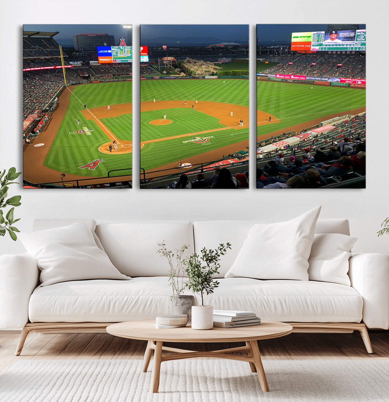 MGV-CV-60X30-3P - Angel Stadium Aerial View – Los Angeles Angels Baseball Canvas Print, Framed, Ready to Hang